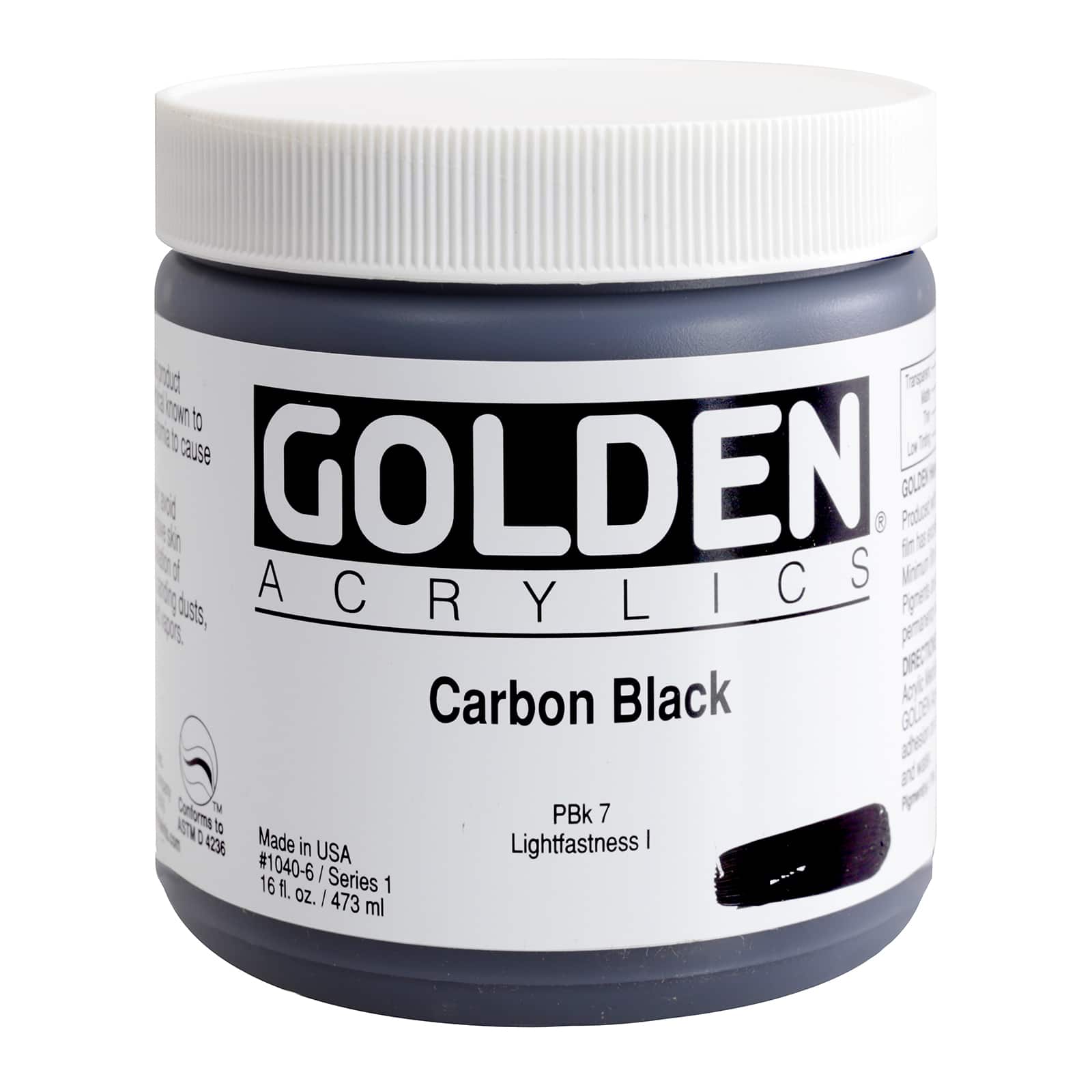 Golden Heavy Body Acrylic Paint, 16 oz in Carbon Black