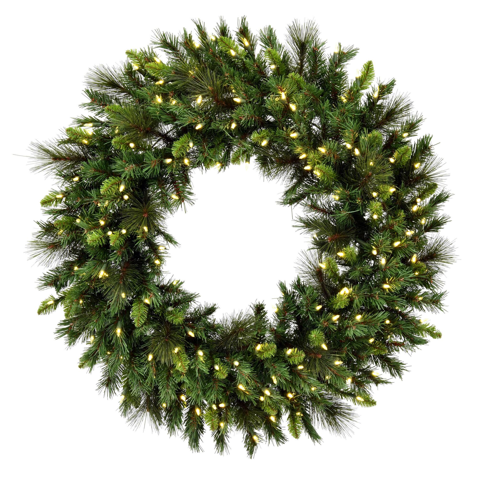 48" Bangor Mixed Pine Wreath, Warm White Dura-Lit® LED Mini Lights