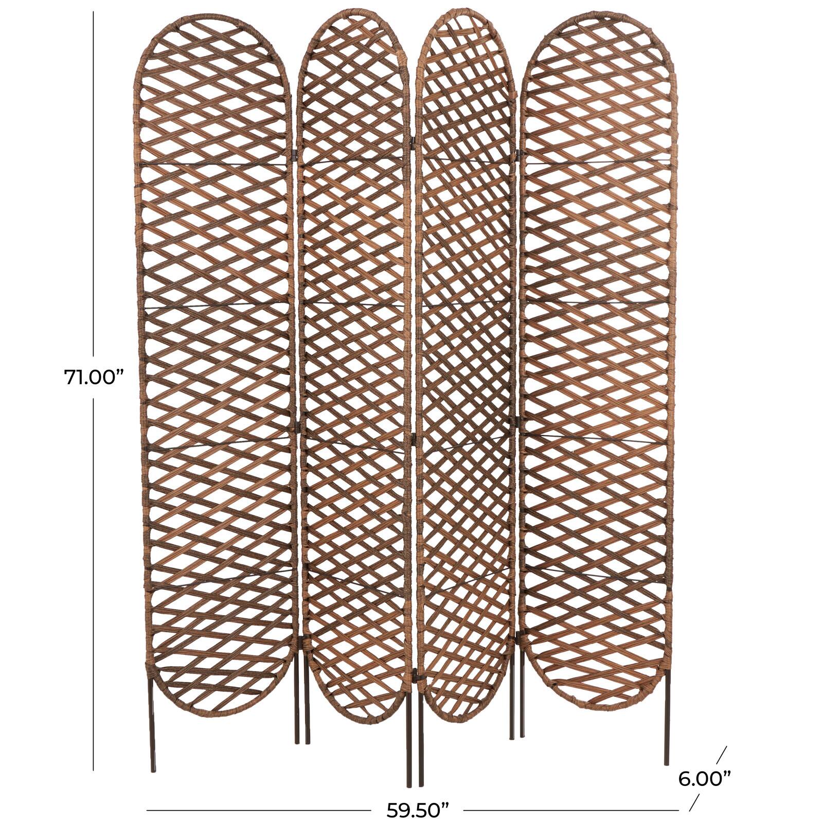 6ft. Copper Metal Geometric Handmade Foldable Freestanding Woven Room Divider Screen