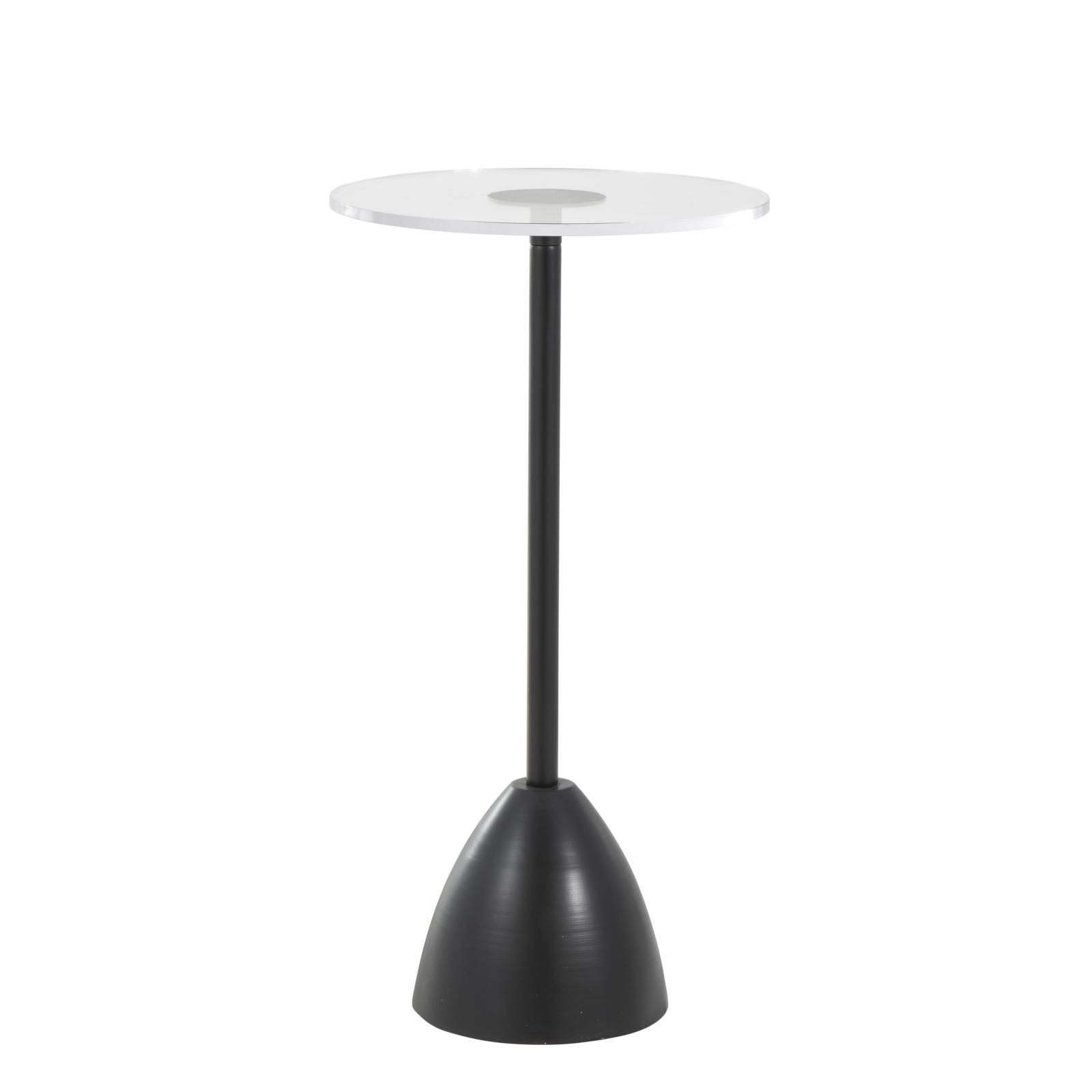 25.5" Black Metal Pedestal Accent Table with Clear Acrylic Tabletop