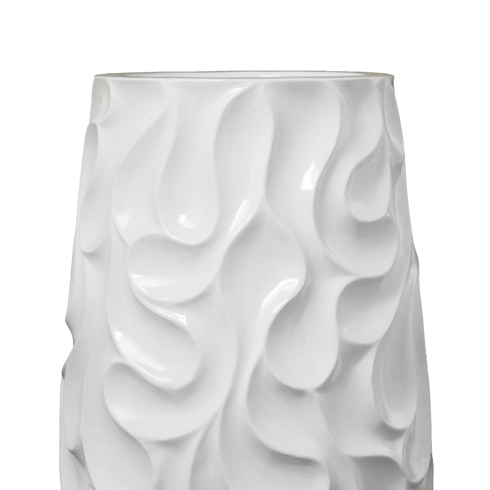 24&#x22; White Wave Textured Vase