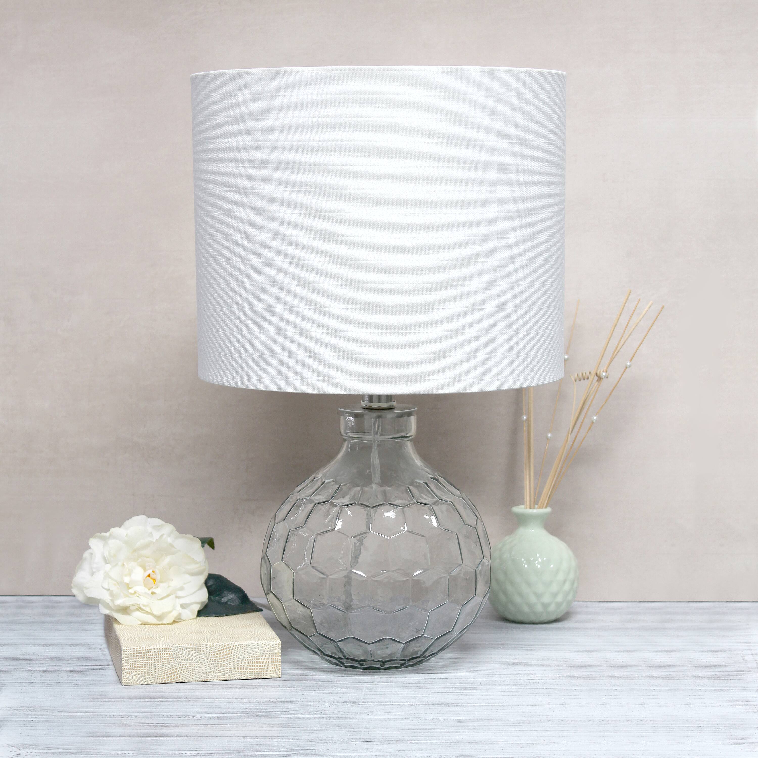 Lalia Home 18&#x22; Clear Honeycomb Glass Table Lamp with White Shade
