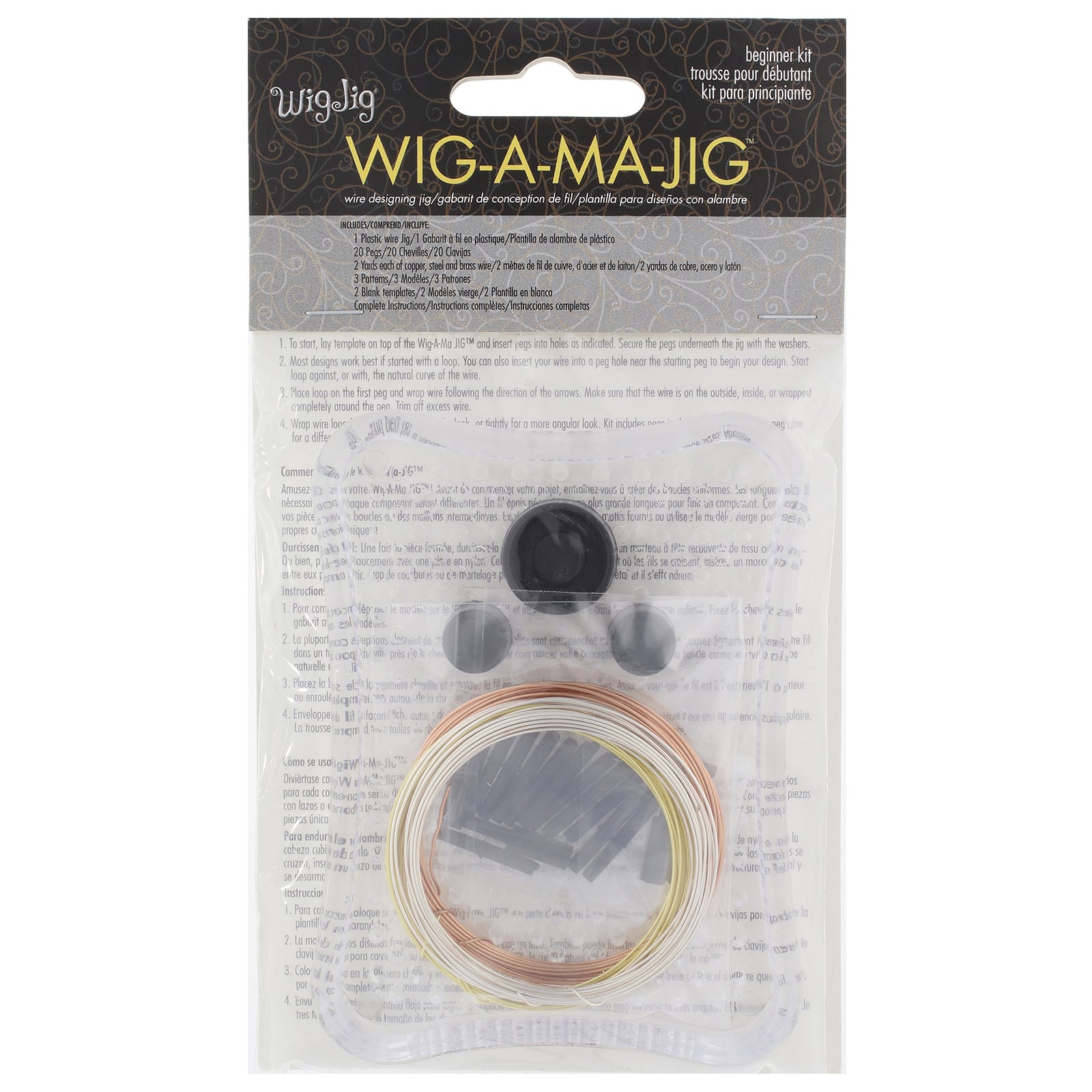 The Beadsmith Includes Plastic pegs and 2 Yards of Copper,... Wig-A-Ma-Jig Beginner kit Wig Jig Includes 3 x 4 inch Clear Plastic jig