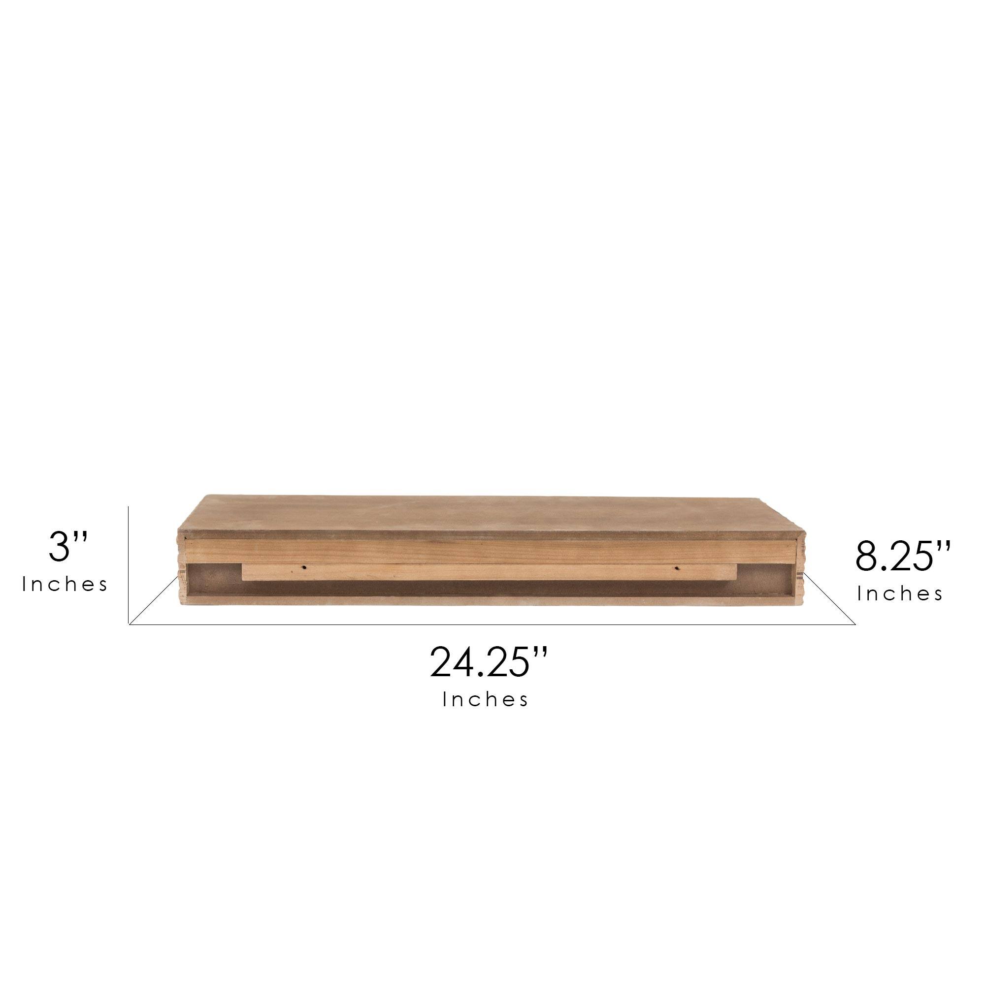 Small Natural Rustic Embossed Wood Floating Wall Shelf