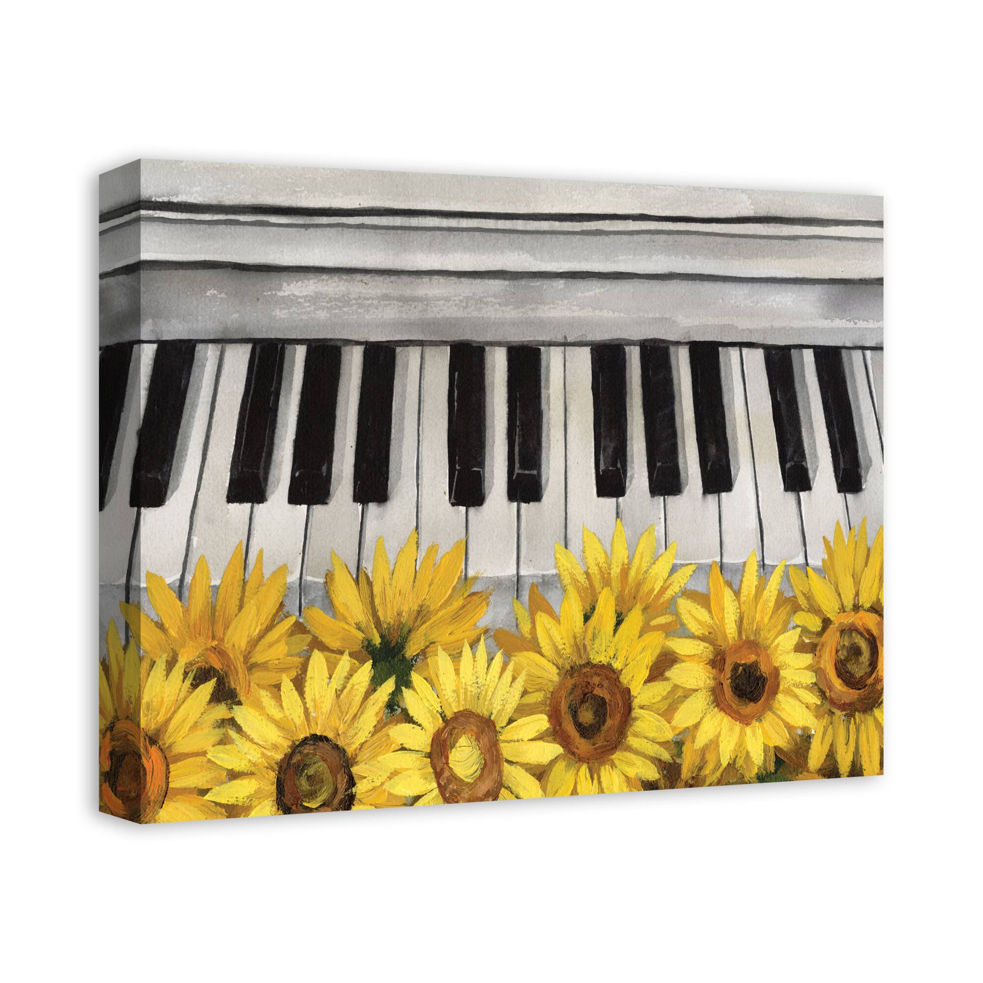 Music &#x26; Sunflowers Canvas Wall Art