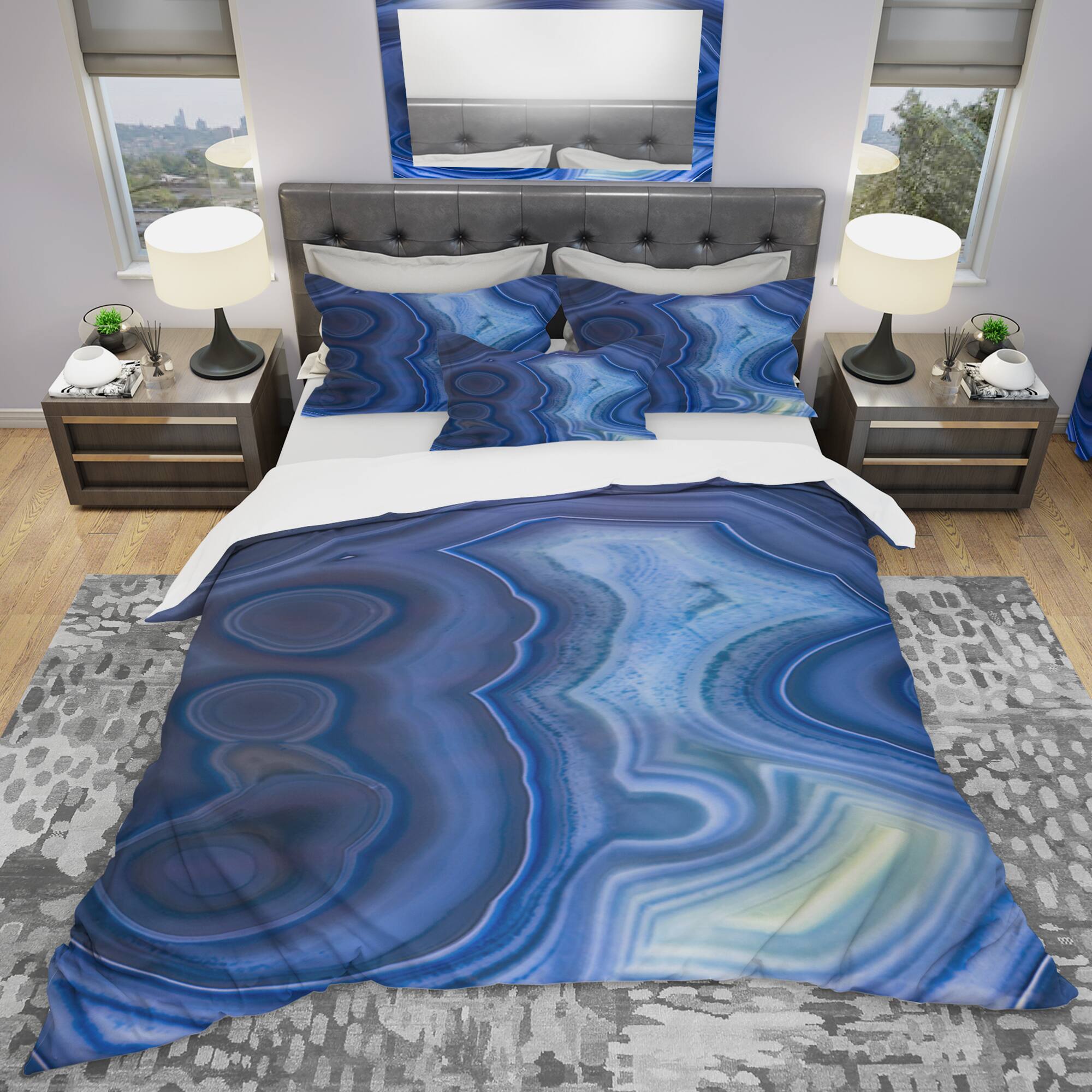 Designart 'Blue Agate Stone Design' Modern & Contemporary Bedding Set