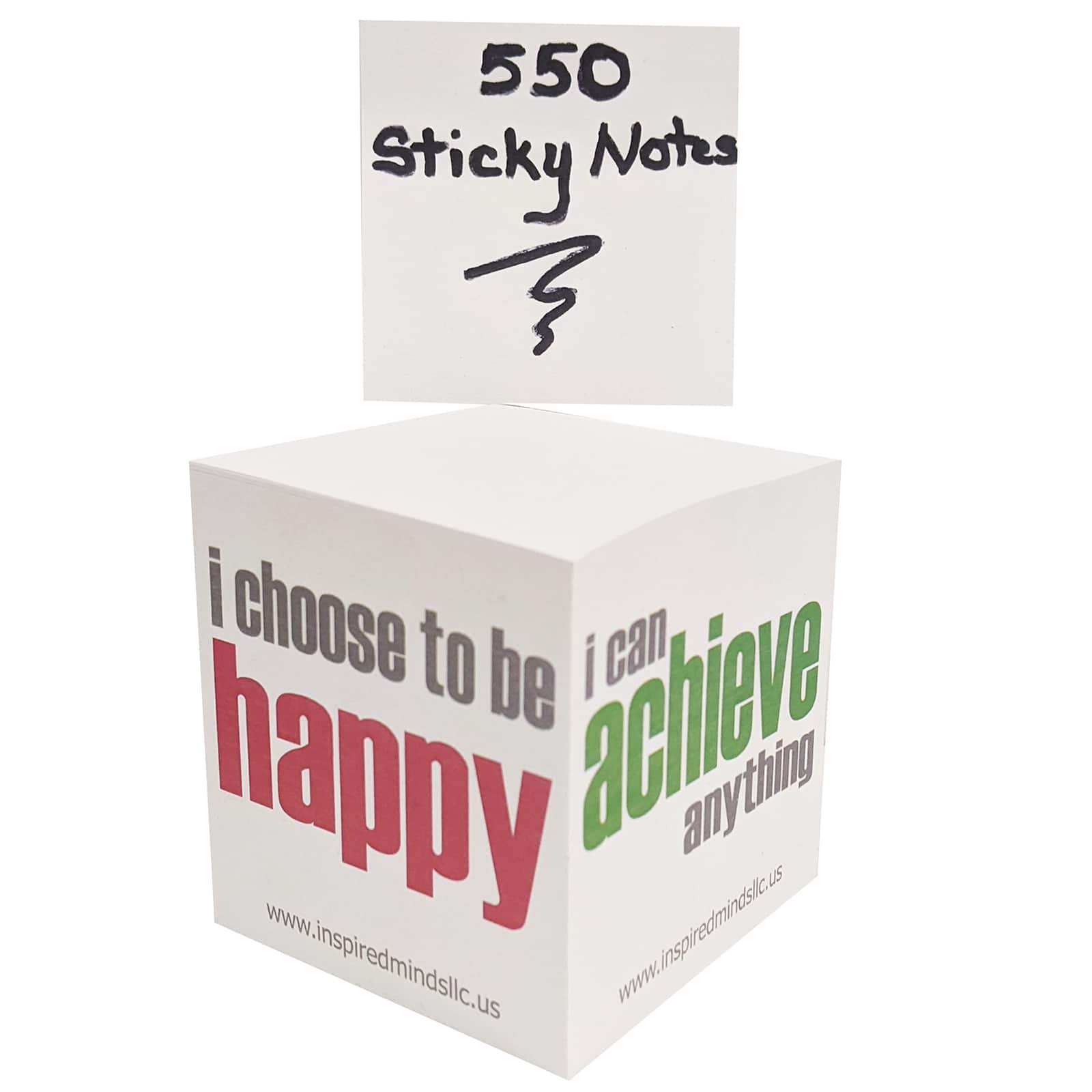 Inspired Minds 2 3/4 Inch Sticky Memo Cube, 550 Sheets
