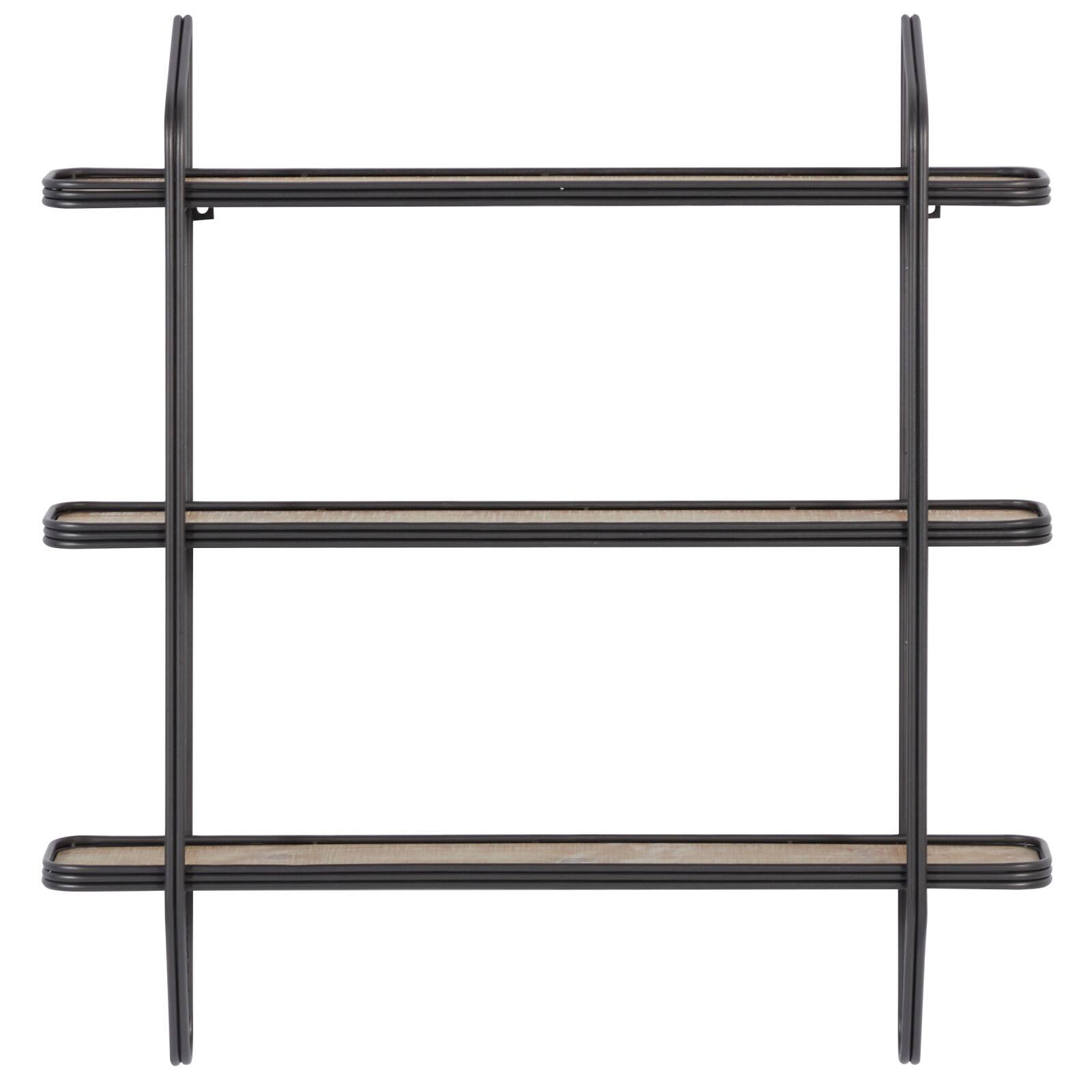 Gray Metal and Wood Industrial Wall Shelves, 34&#x22; x 32&#x22; x 6&#x22;