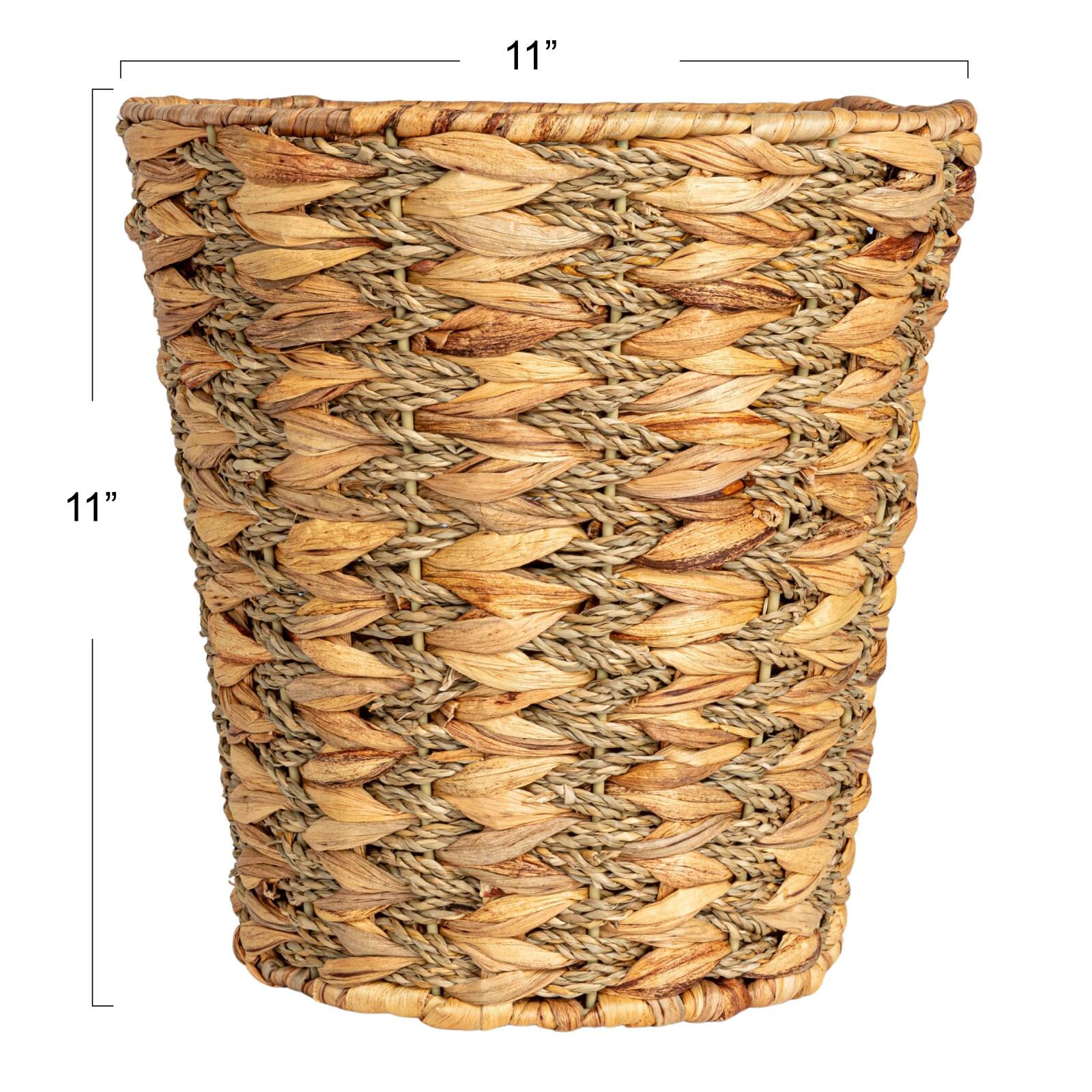 Household Essentials 11" Round Water Hyacinth & Seagrass Waste Basket
