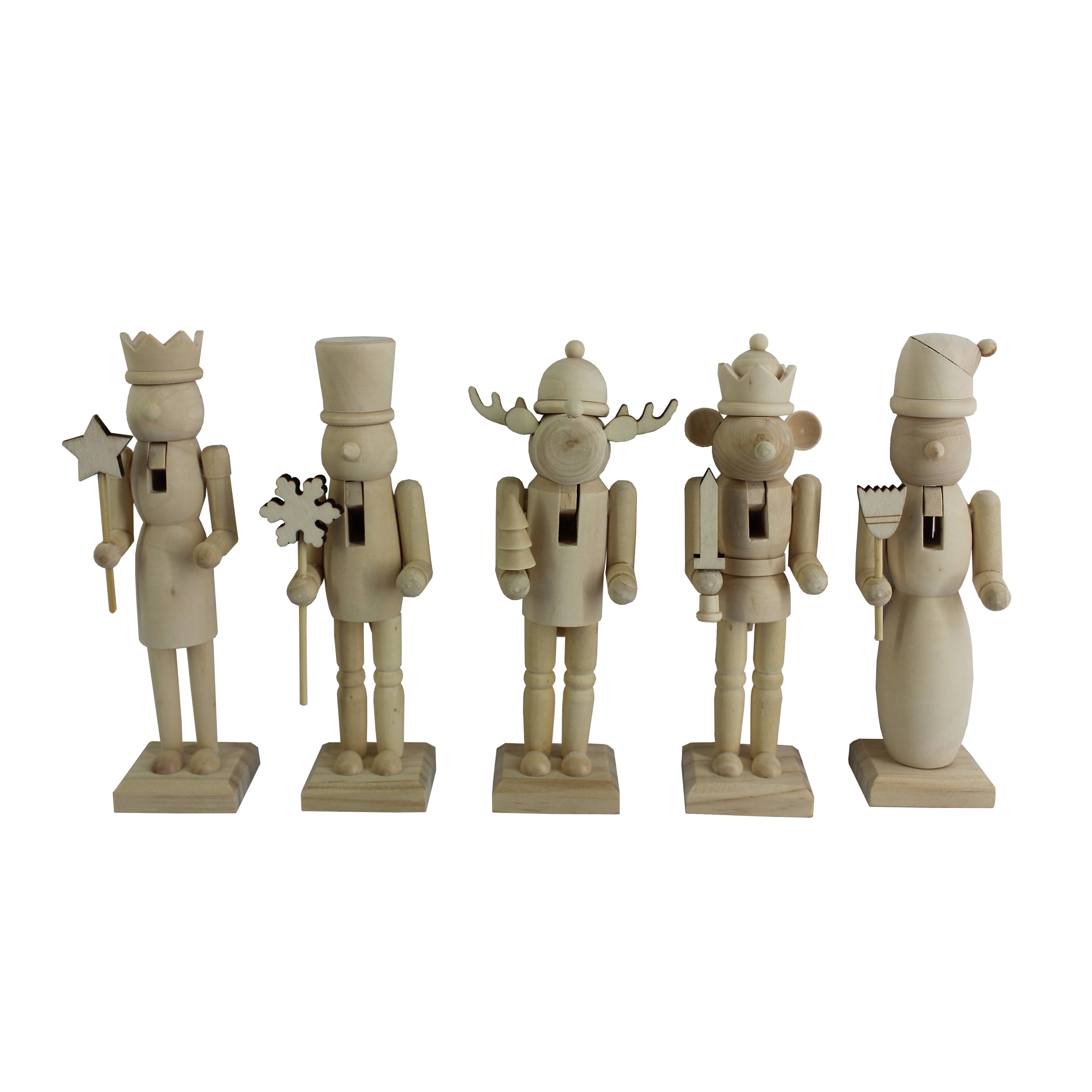 6&#x22; Whimsical 5 Piece DIY Pinewood Nutcracker Set by Make Market&#xAE;