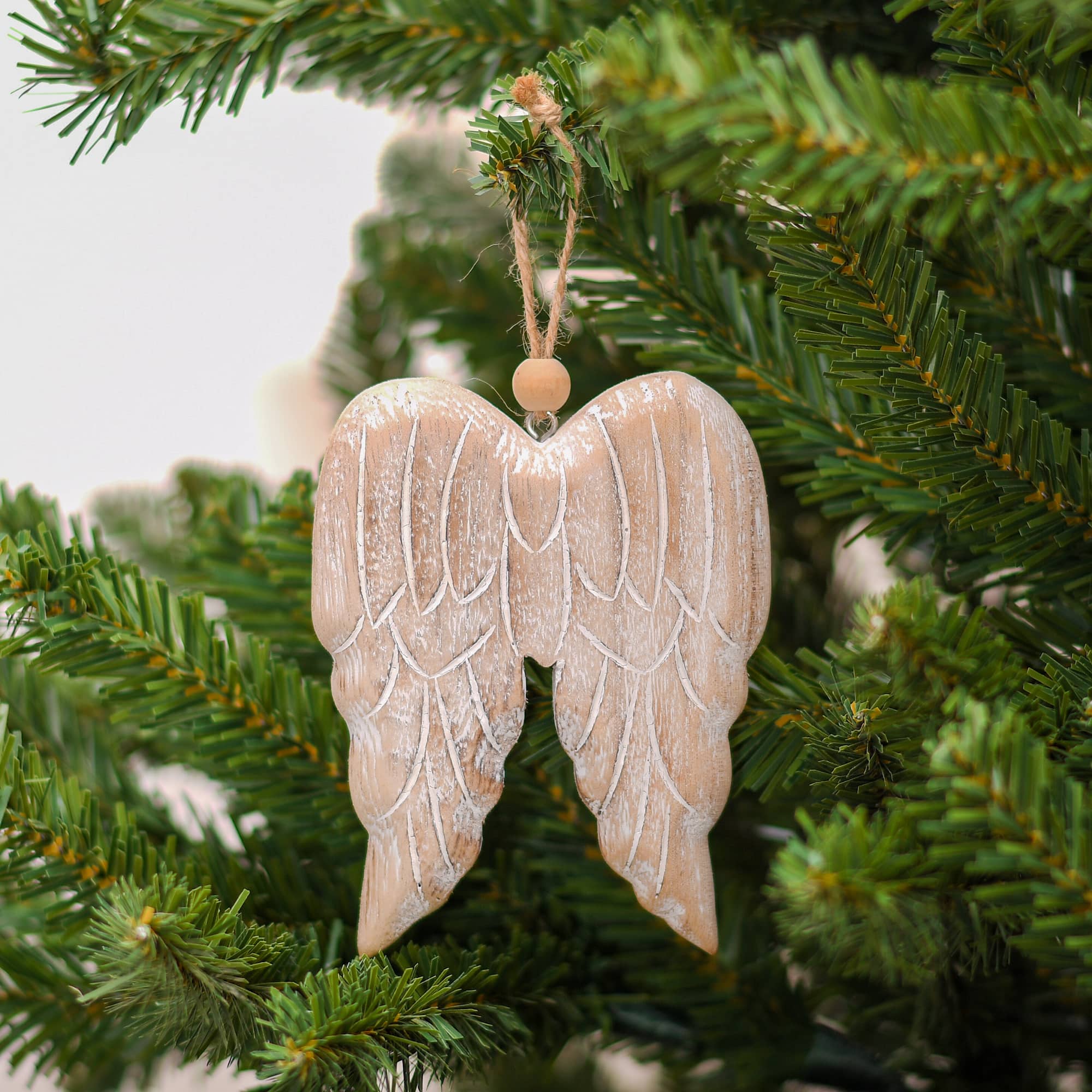4.75&#x22; Brown &#x26; White Angel Wings Wood Ornament by Ashland&#xAE;