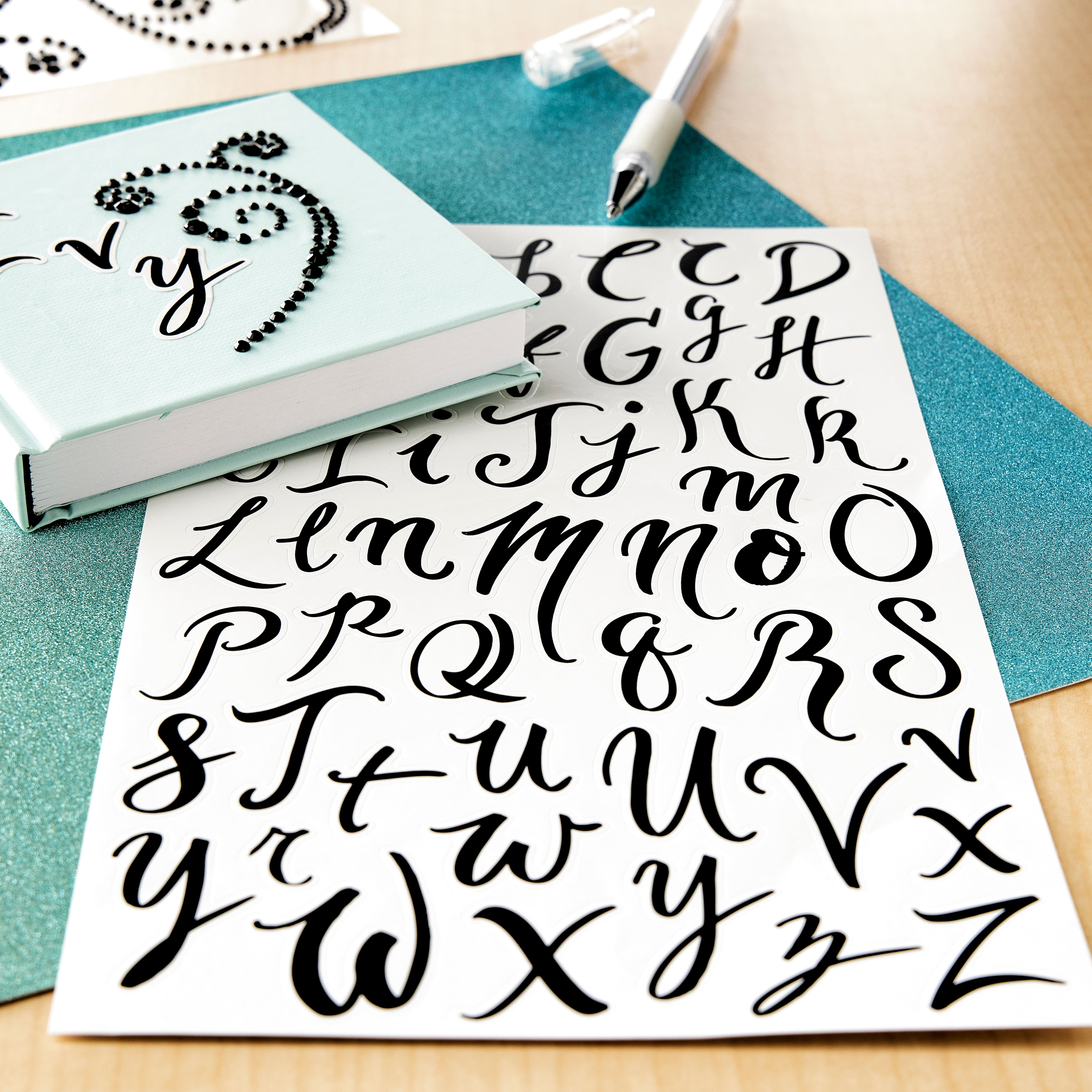 12 Packs: 208 ct. (2,496 total) Black Hand Script Alphabet Stickers by Recollections&#x2122;