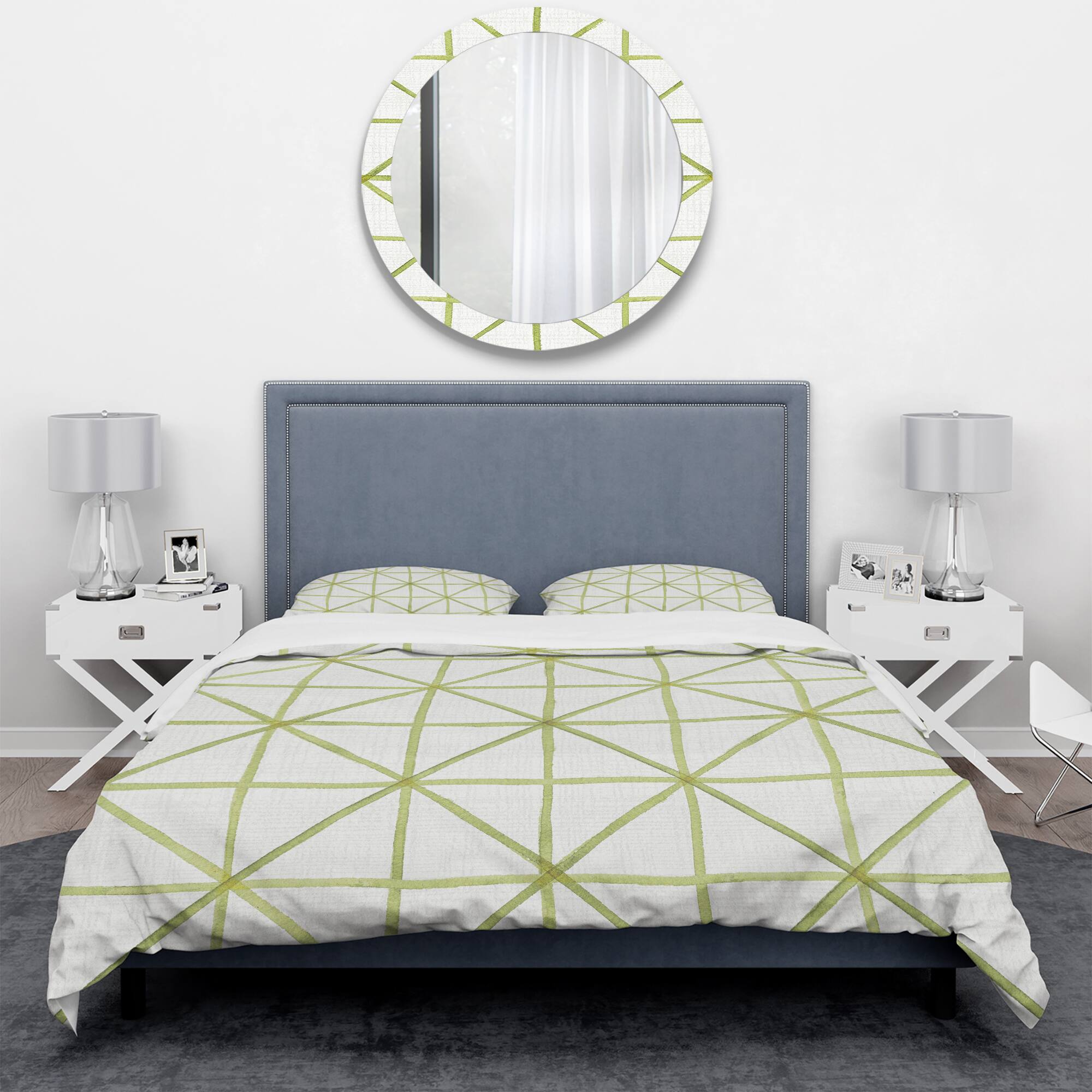 Designart &#x27;geometric Green Triangle II&#x27; Geometric Bedding Set - Duvet Cover &#x26; Shams
