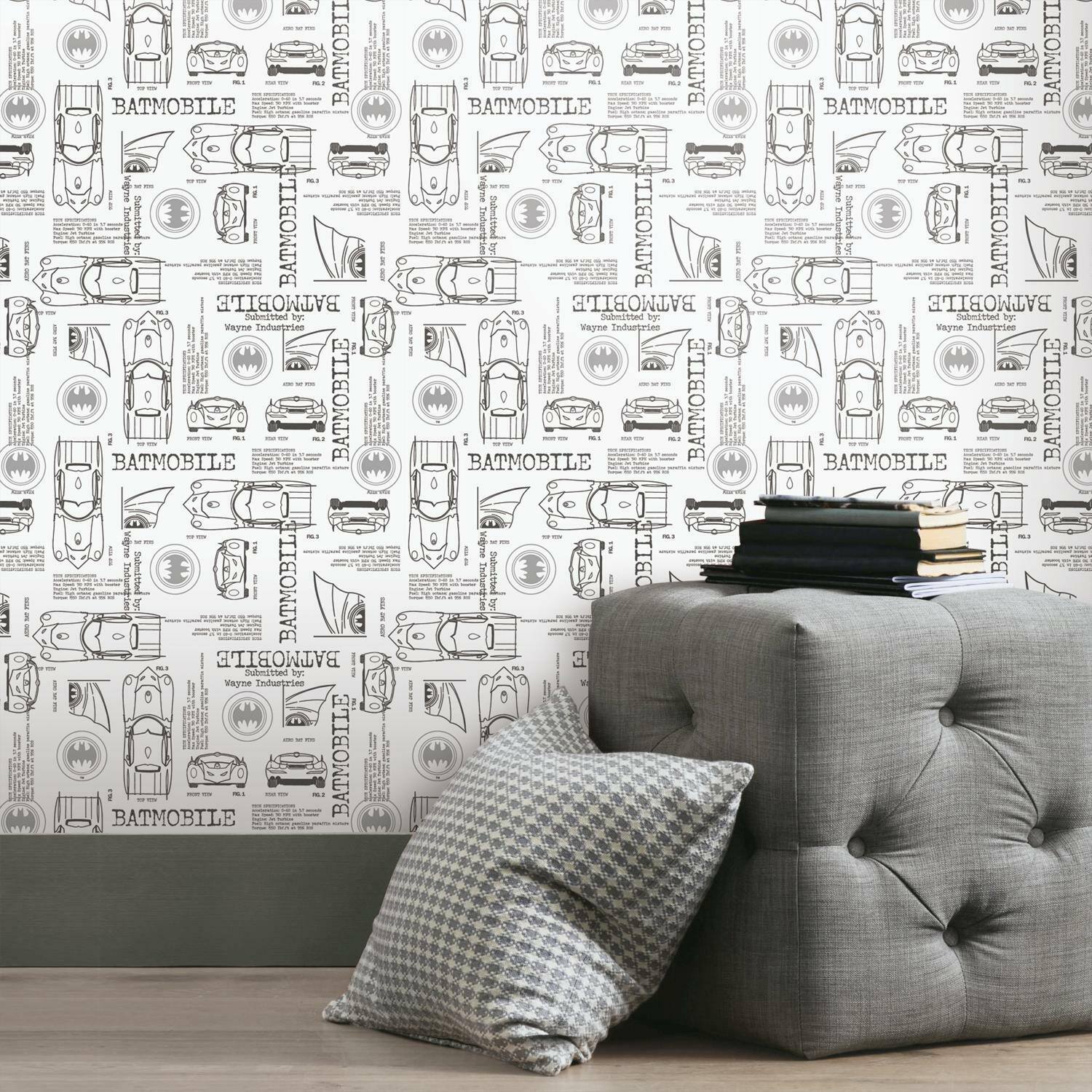 RoomMates Batmobile Blueprint Peel & Stick Wallpaper