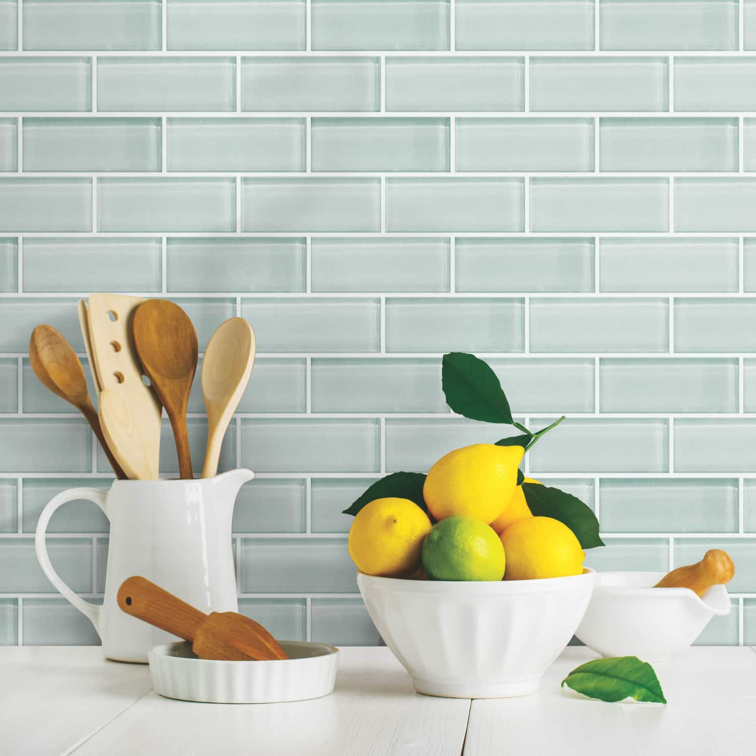 RoomMates Aqua Seaglass Subway Peel & Stick Sticktile