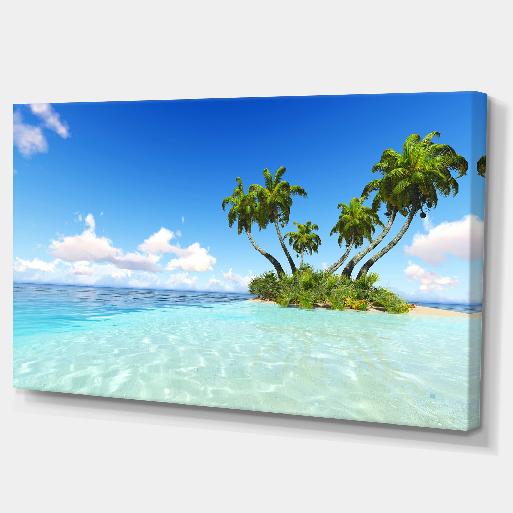 Designart - Corals Island under Blue Sky - Seascape Canvas Art Print