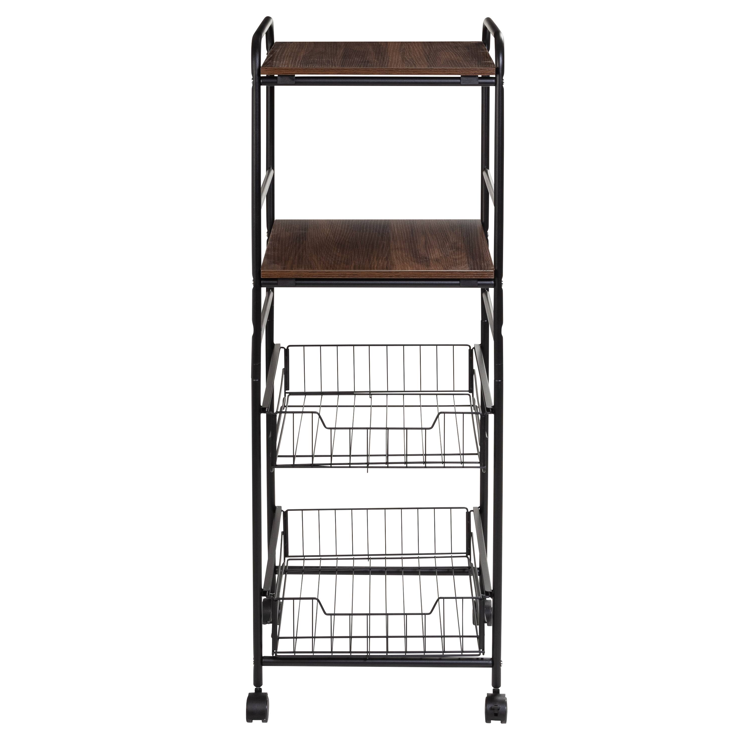 Honey Can Do Black 4-Tier Rolling Cart