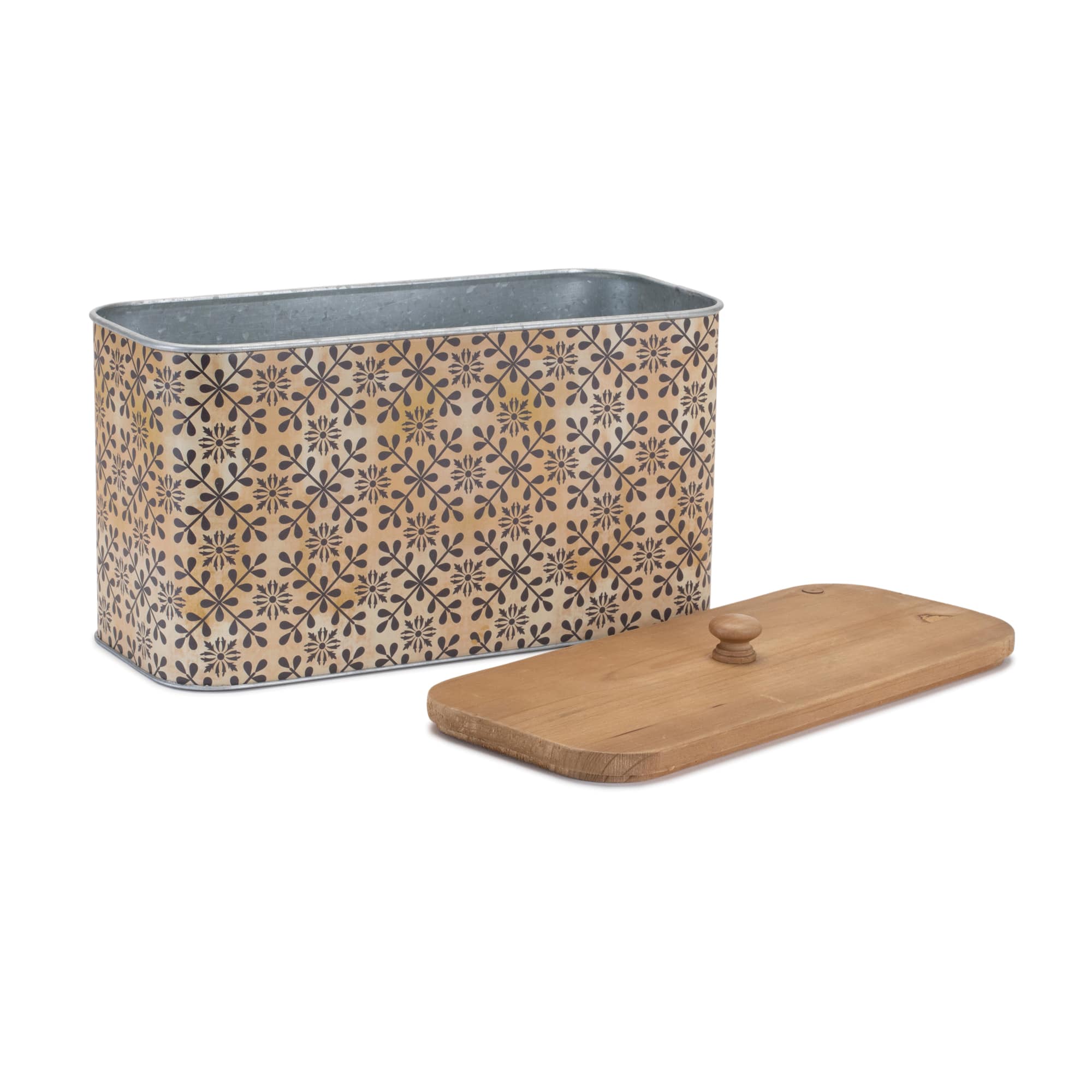 Geometric Canister with Natural Wood Lid