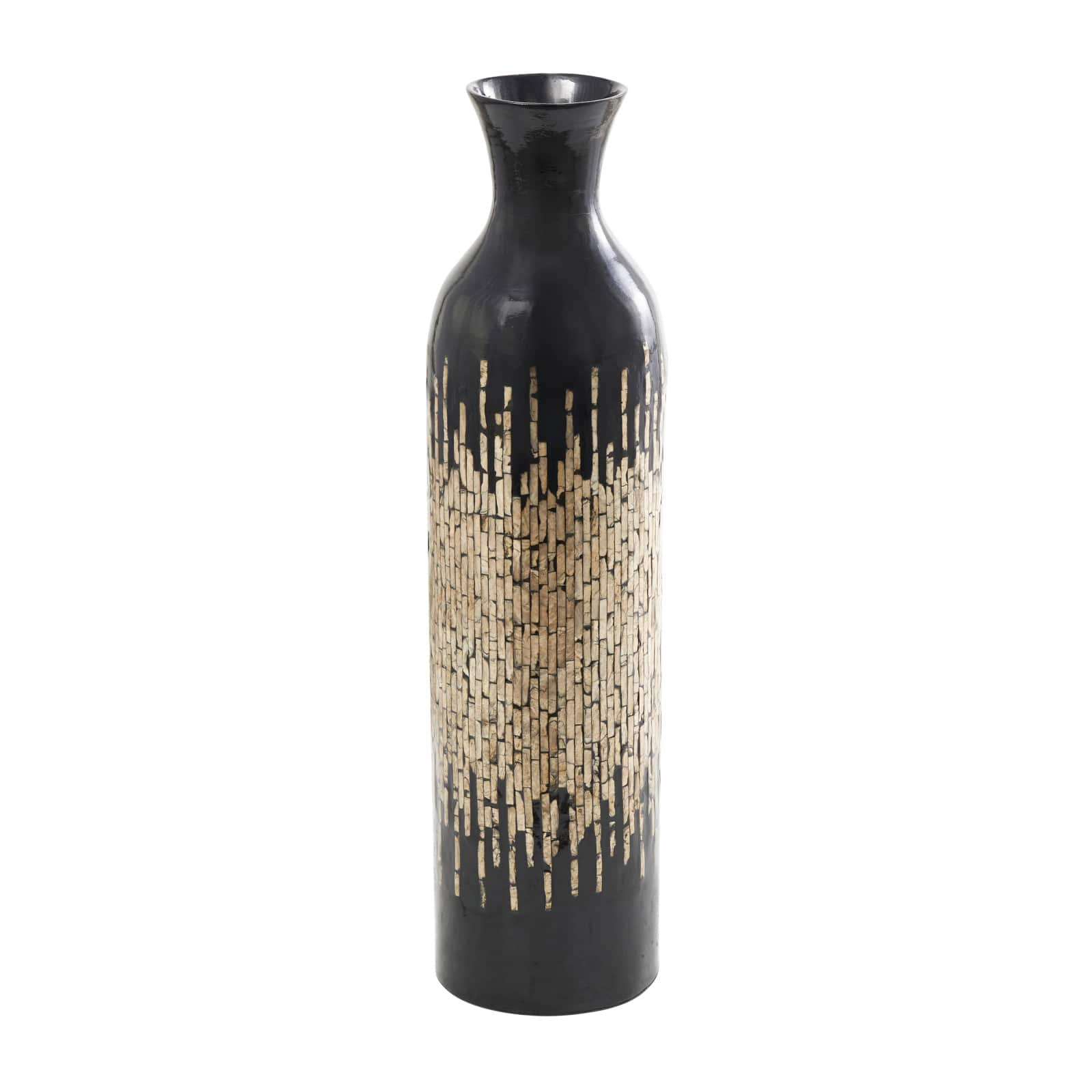 34&#x22; Black Capiz Shell Handmade Vase with Gold Ombre Design