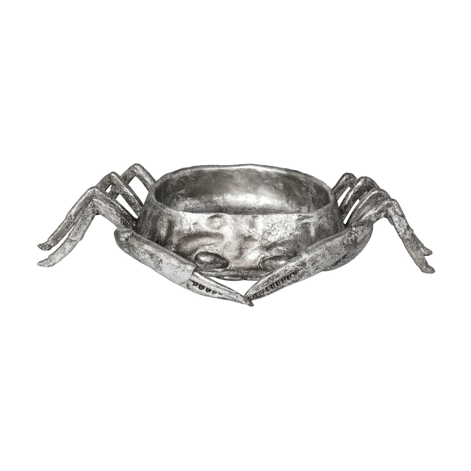 30" Silver Polystone Crab Weathered Decorative Bowl
