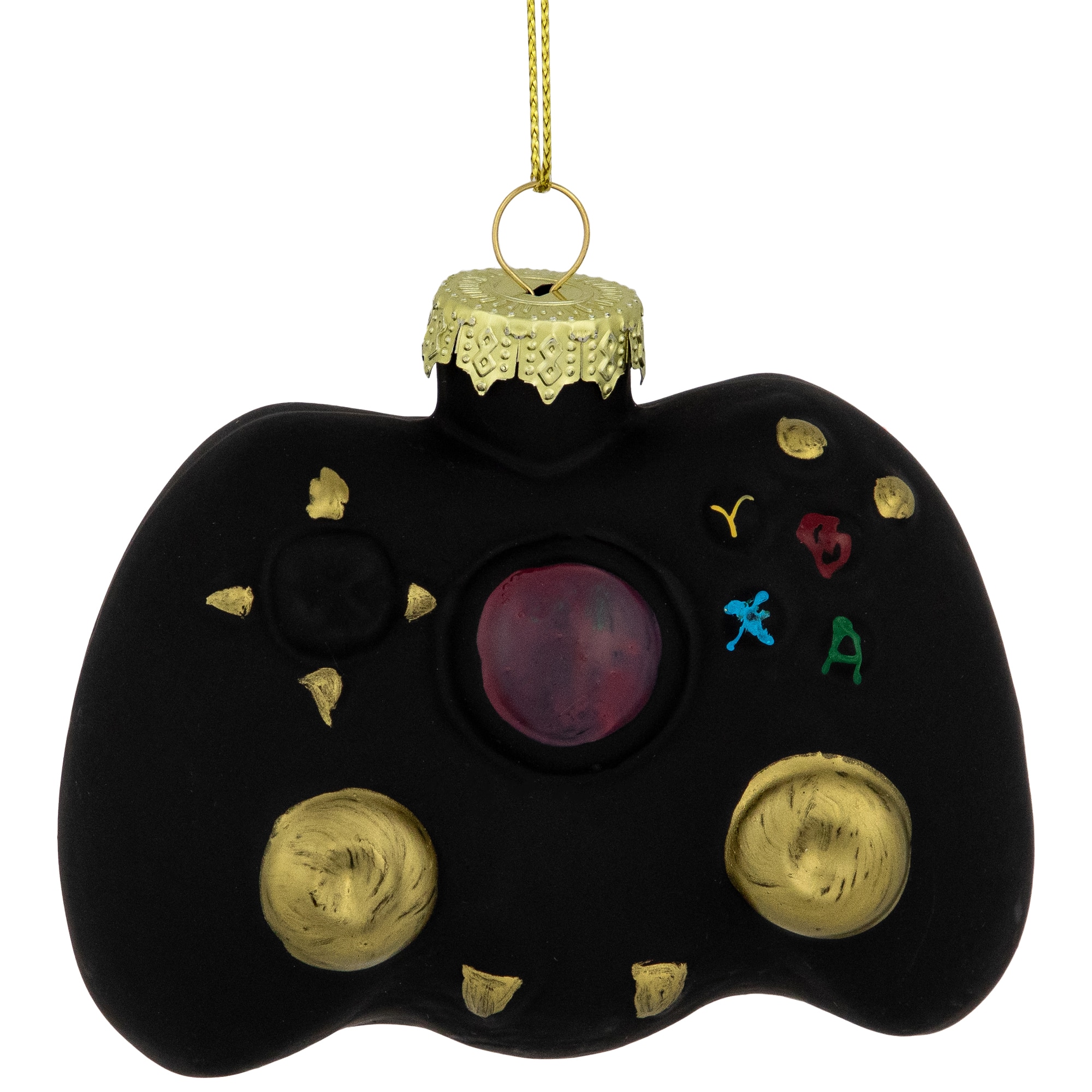 Game Controller Glass Christmas Hanging Ornament - 4" - Black