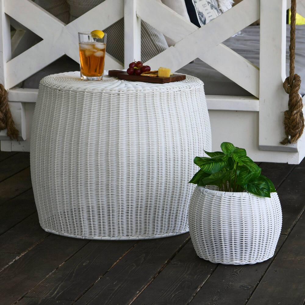 Household Essentials 10" Wide White Woven Pedestal