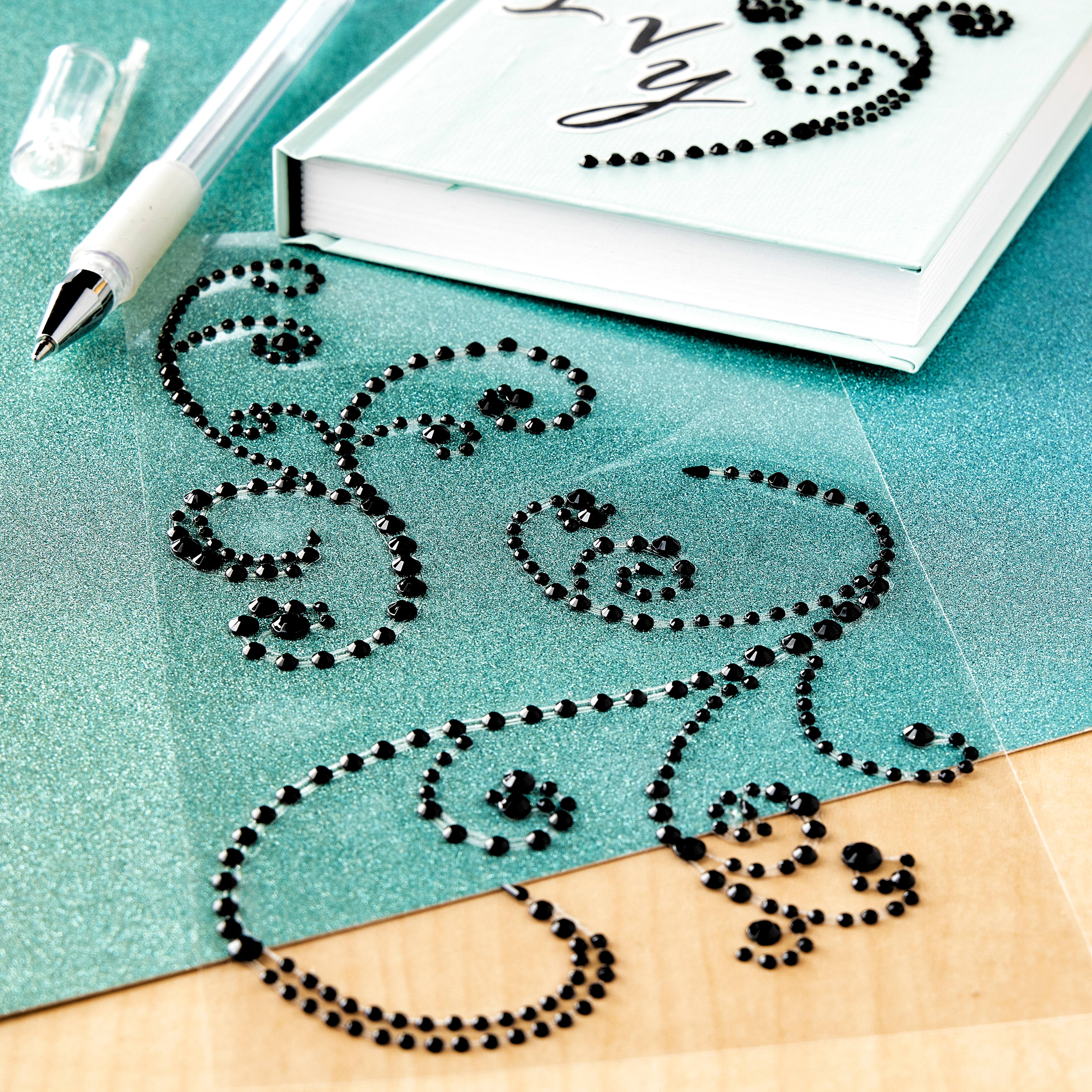 12 Packs 3 ct. (36 total) Black Rhinestone Adhesive Flourishes by