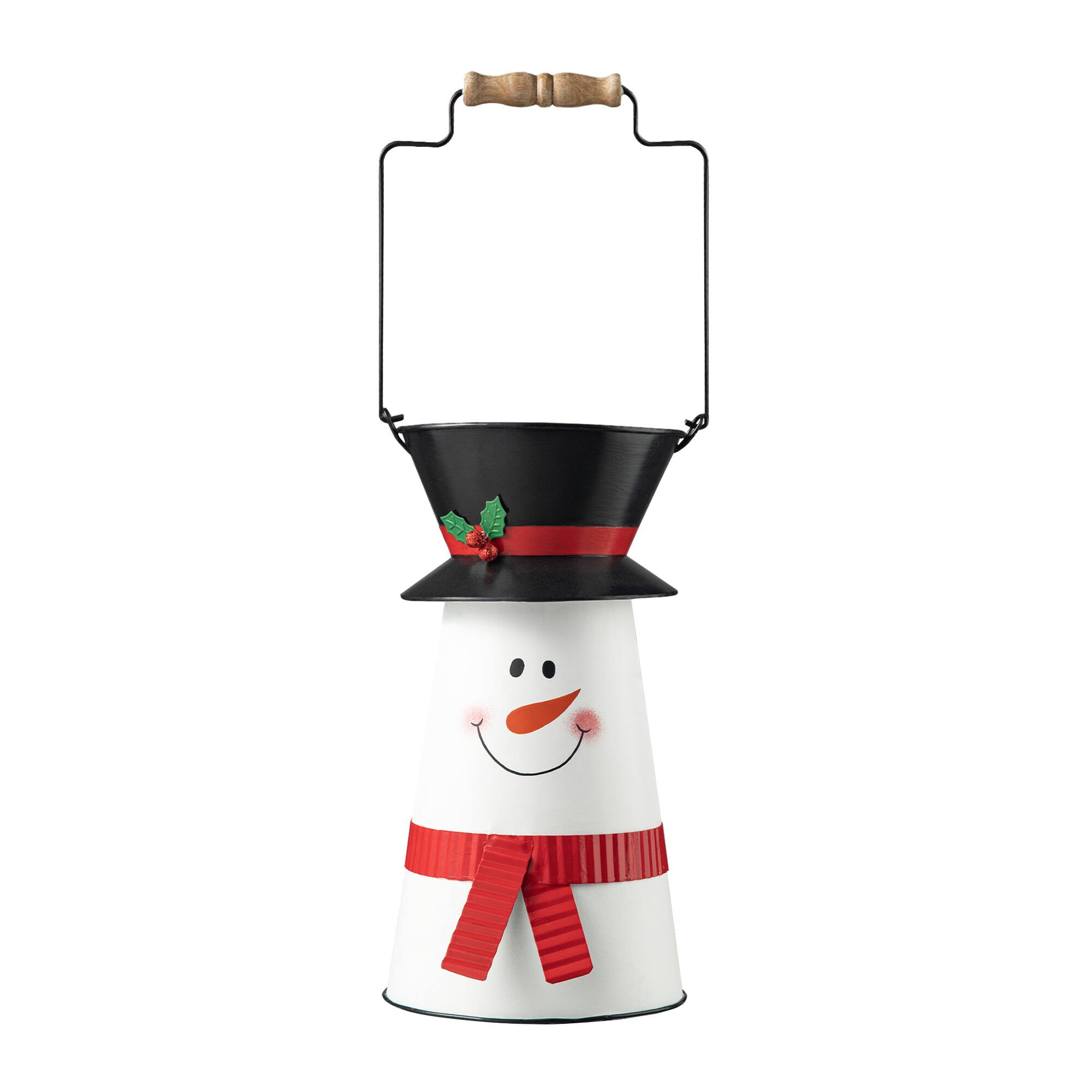 Glitzhome® 19.5" Metal Snowman Decorative Bucket