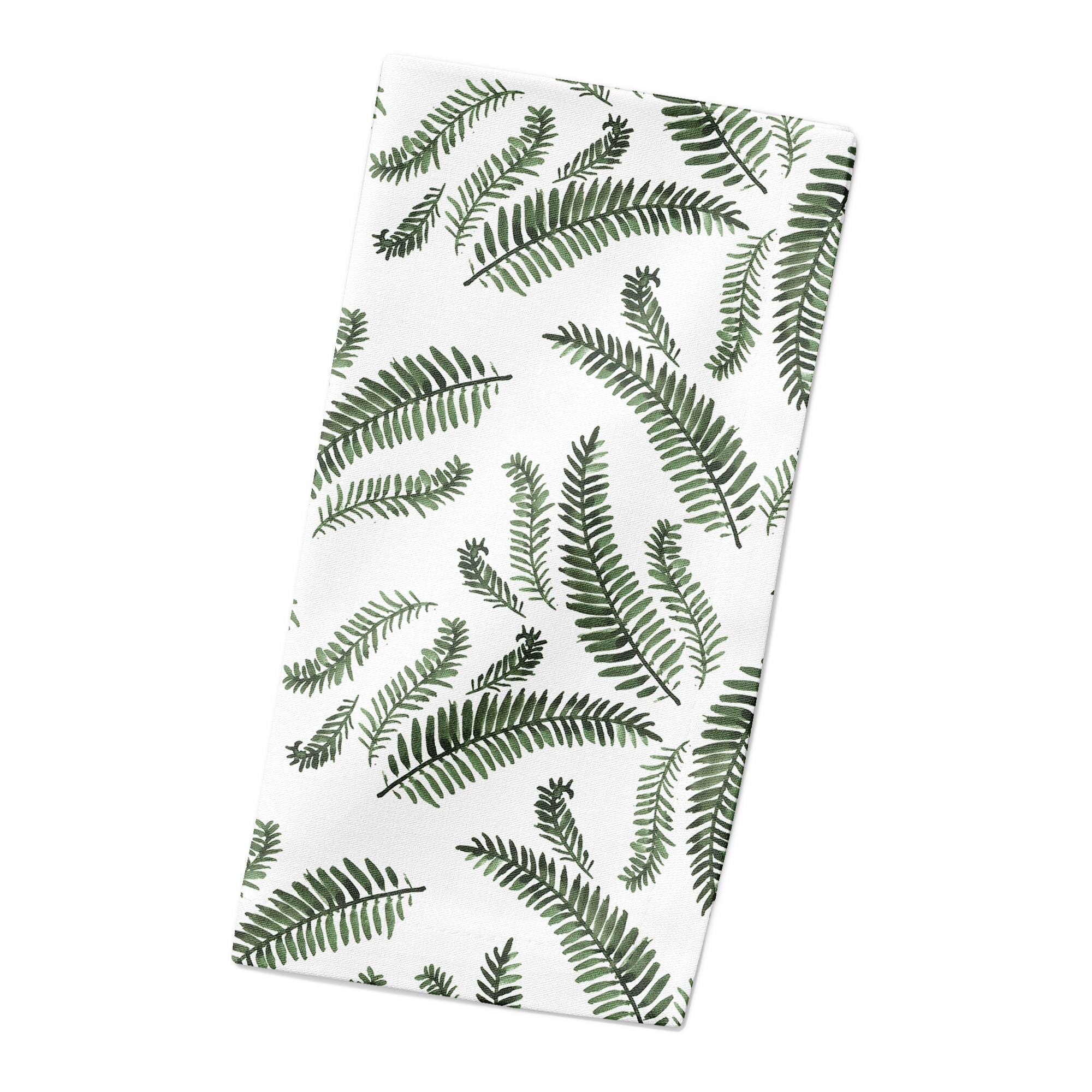 Green Fern Pattern 10" x 10" Cotton Twill Napkin