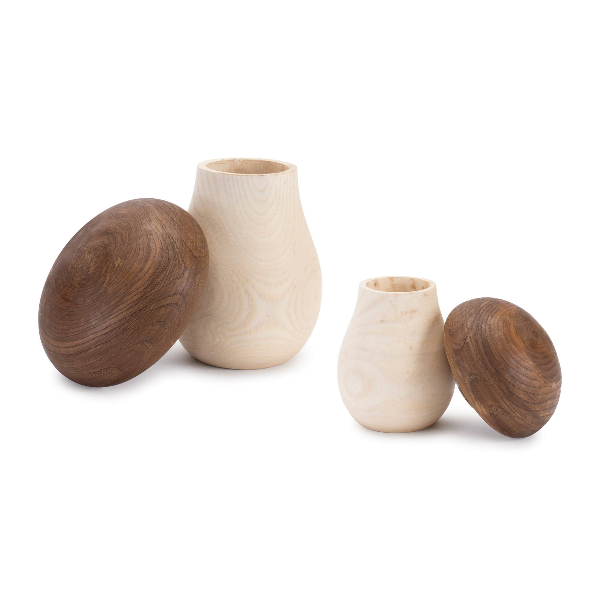 Wood Mushroom Box D&#xE9;cor Set