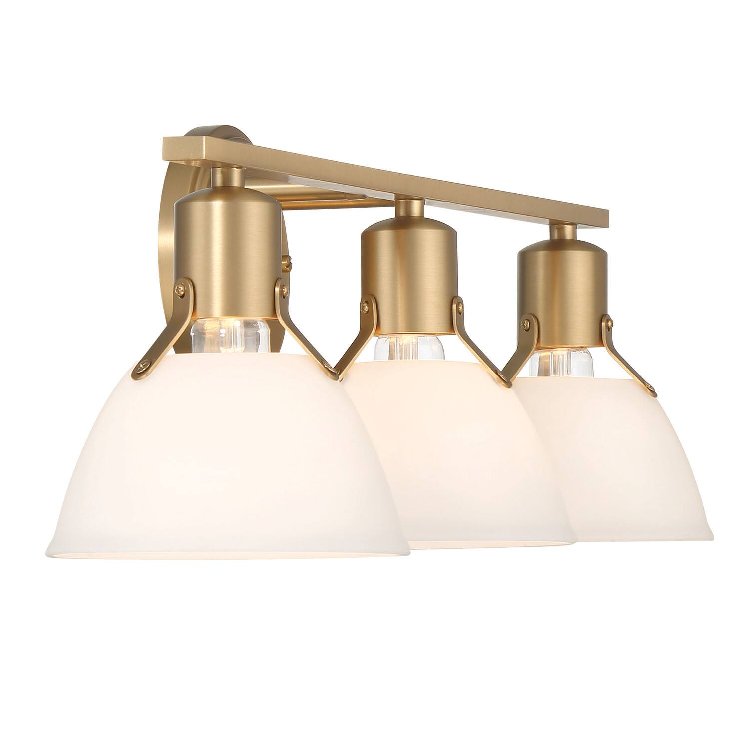 Hello Honey® 24" Cooper White & Gold Metal 3-Light Vanity Light with Etched Glass Shades