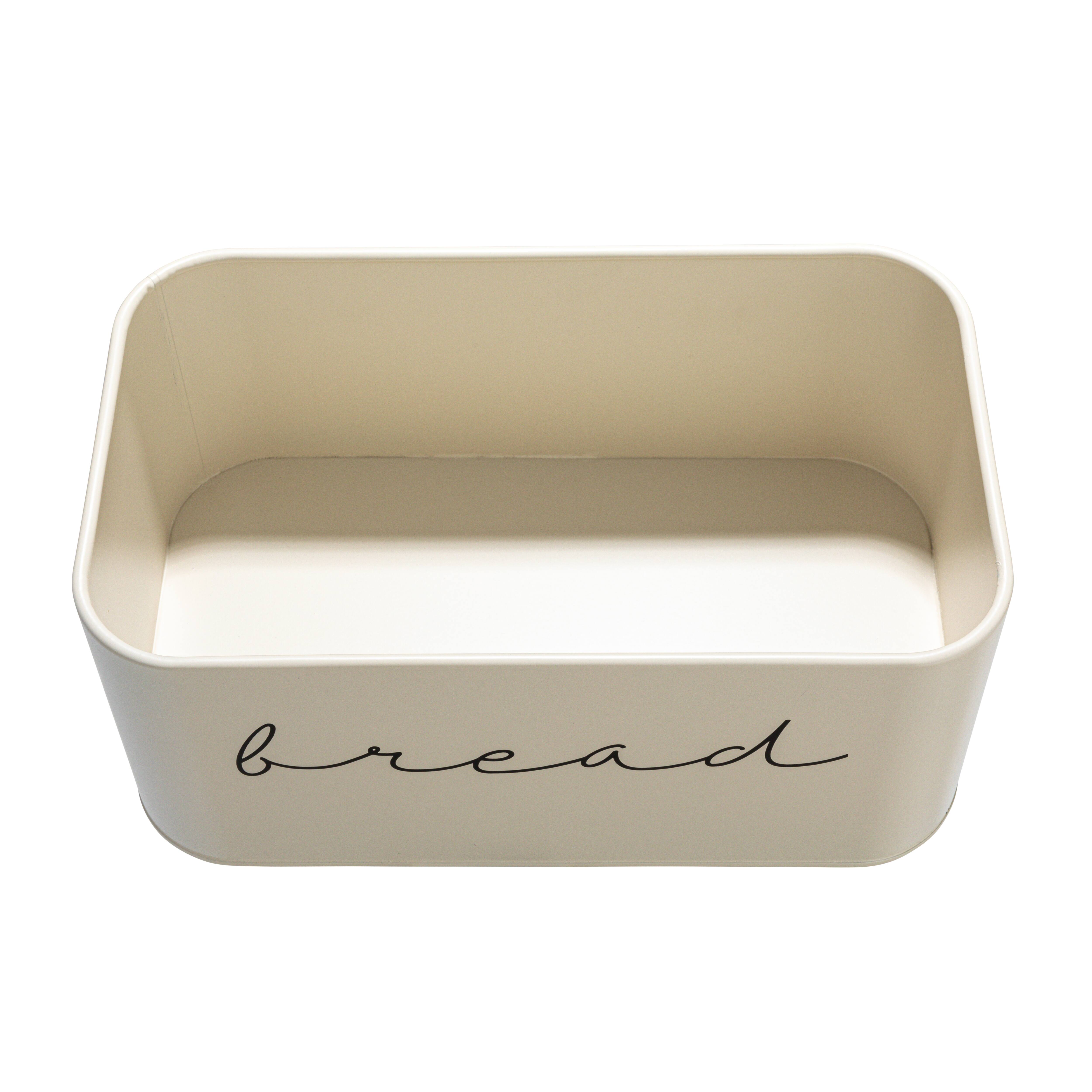 Hello Honey® 11.75" Cream Metal Bread Bin with Bamboo Lid