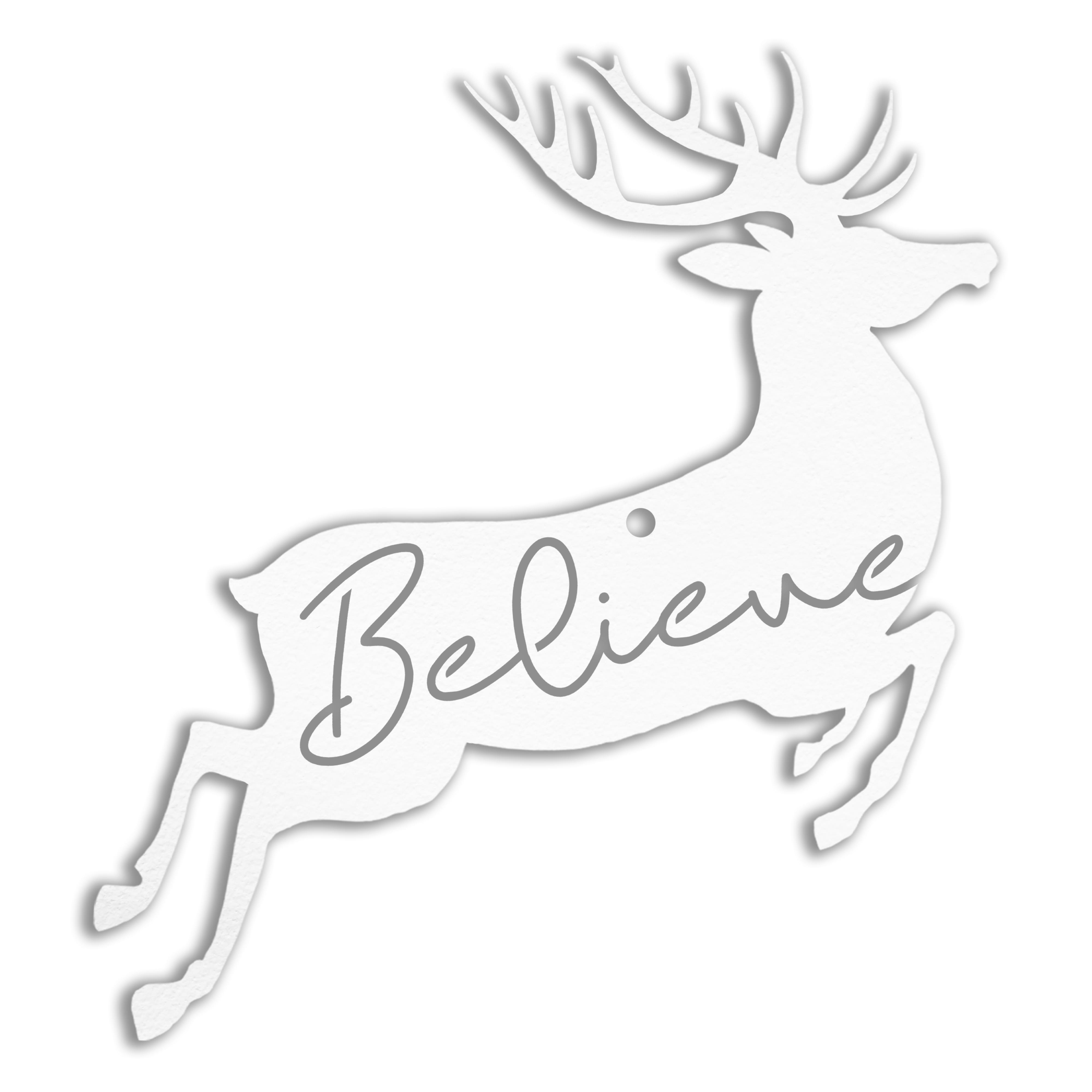 4&#x22; Believe Reindeer Metal Ornament