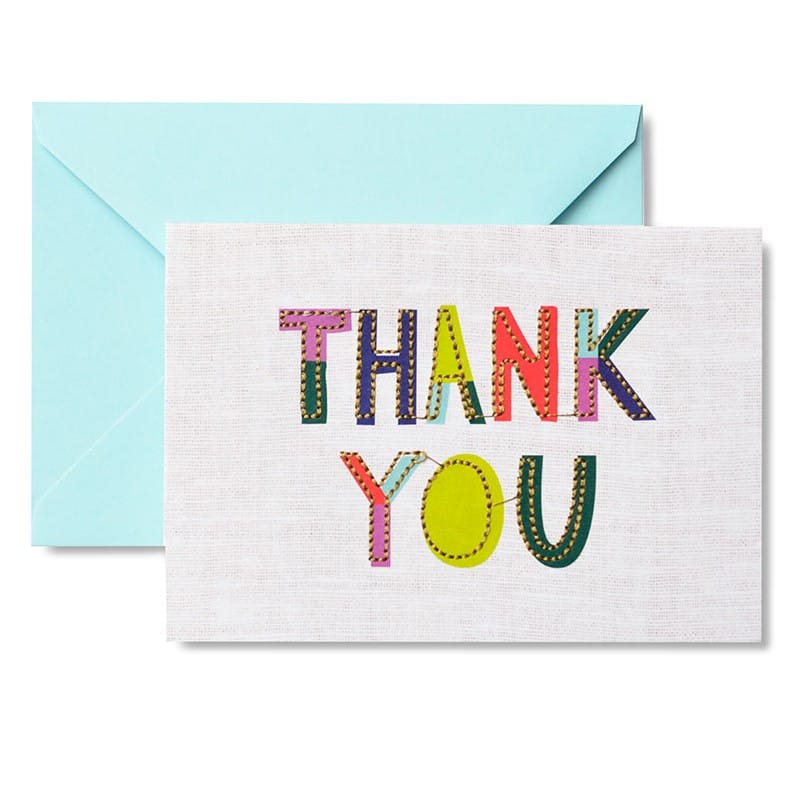 Zoomerang Gold Stitched Color Block Thank You Cards & Envelopes, 3.5