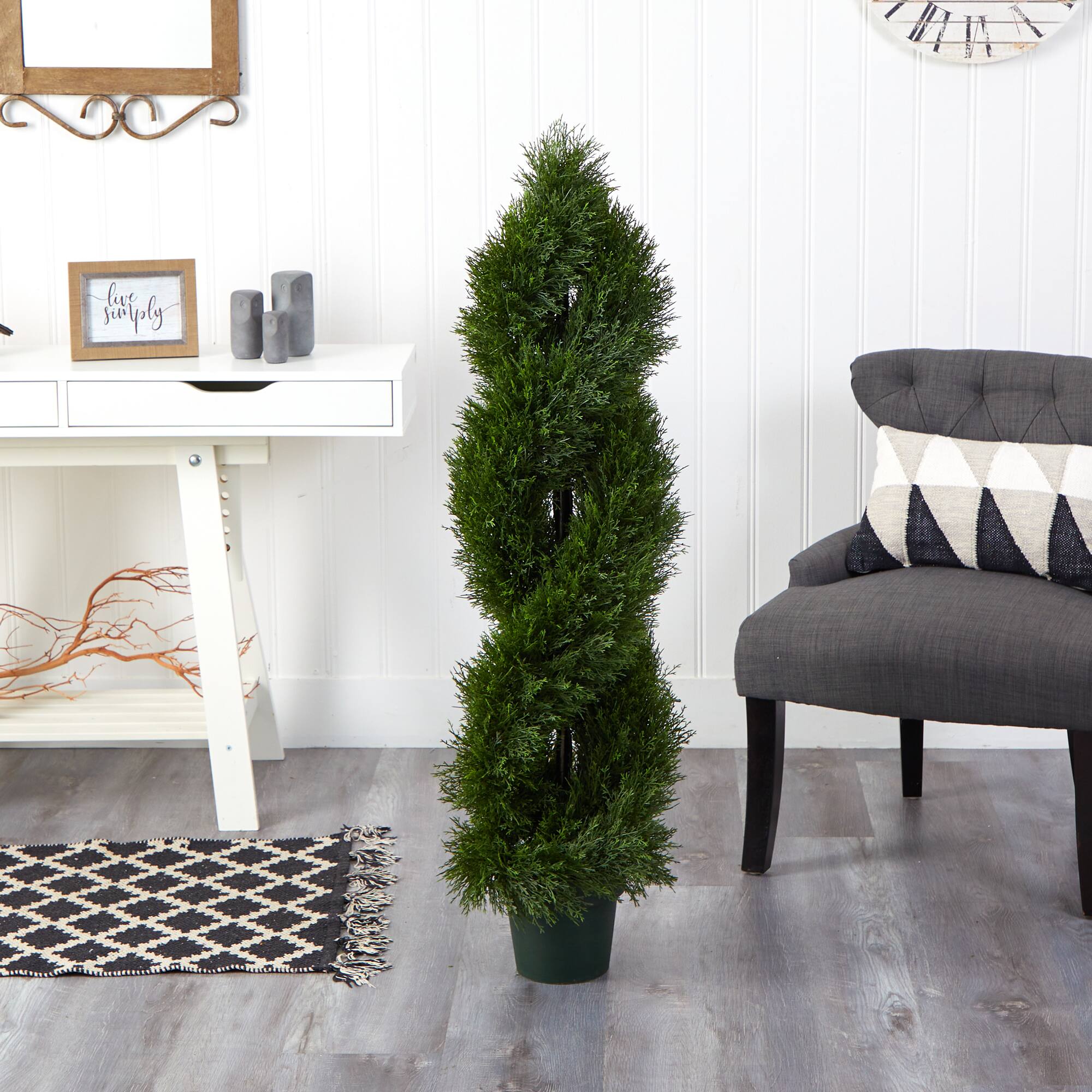 4ft. Potted Double Pond Cypress Spiral Topiary Tree