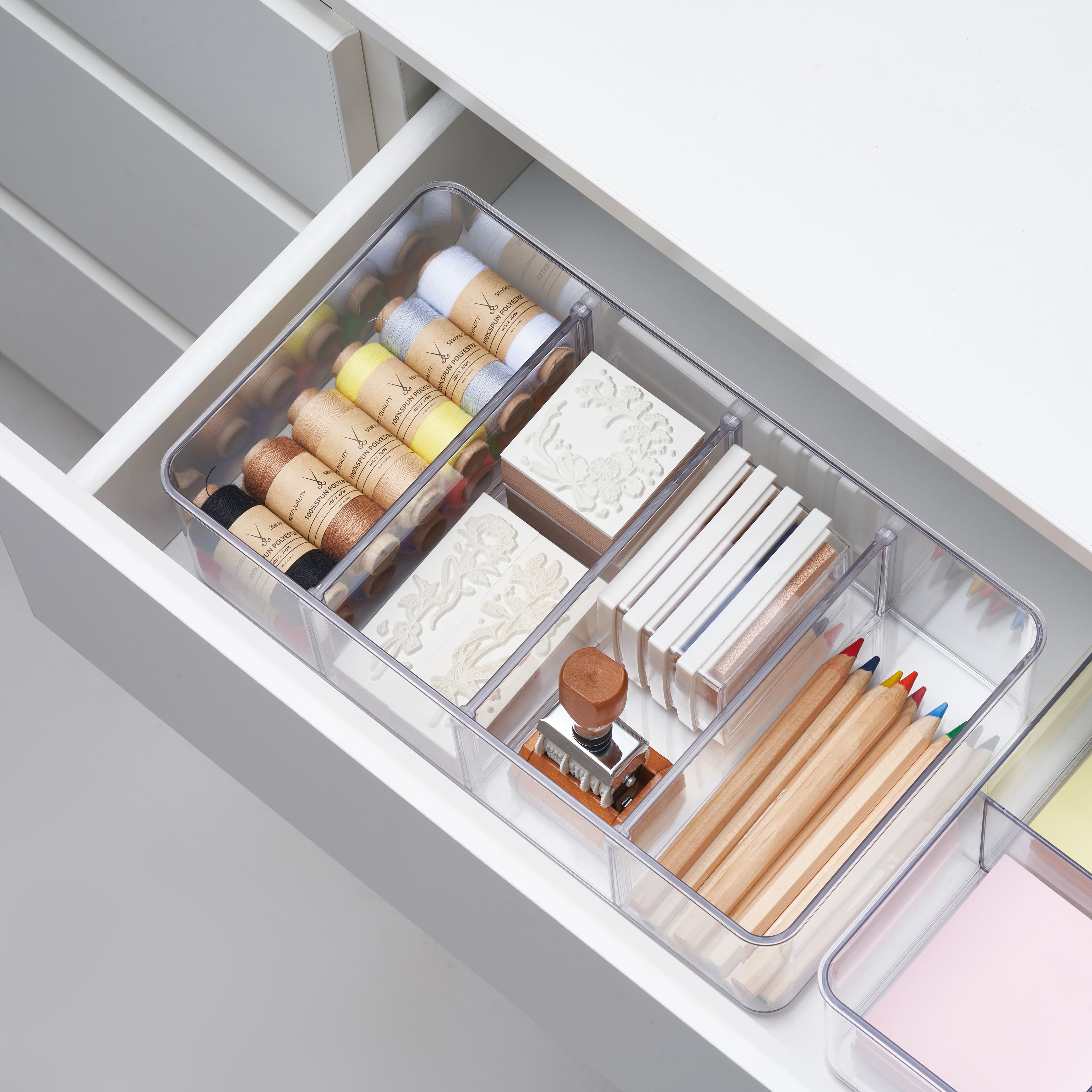 Clear Storage Bin with Dividers by Simply Tidy&#x2122;