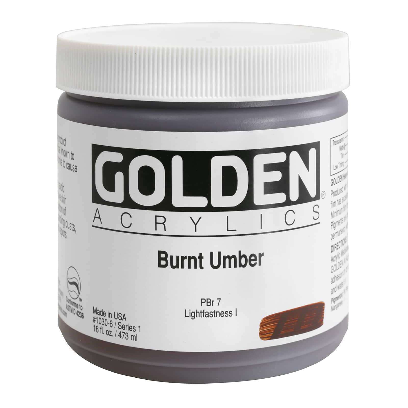 Golden Heavy Body Acrylic Paint, 16 oz in Burnt Umber