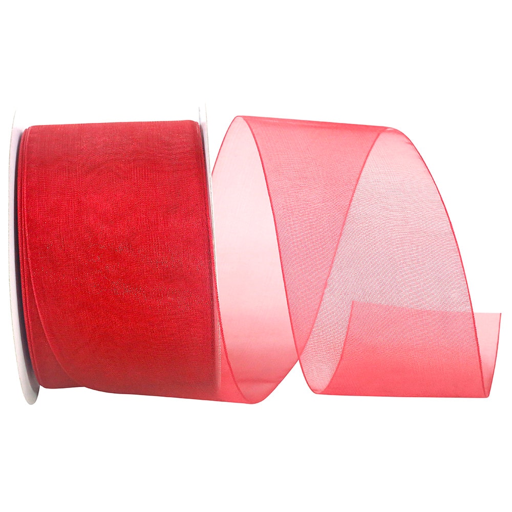 Rose Red Chiffon 2 1/2 inch x 50 Yards Sheer Ribbon - by Jam Paper