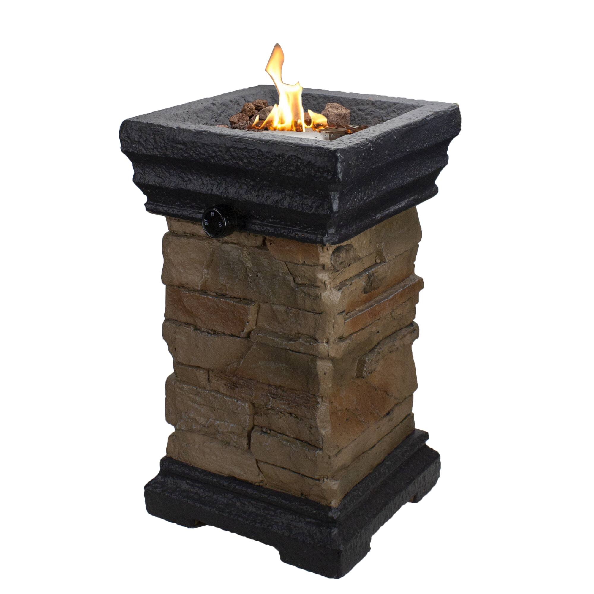 19&#x22; Classic Stone Outdoor Table Top Gas Fire Pit