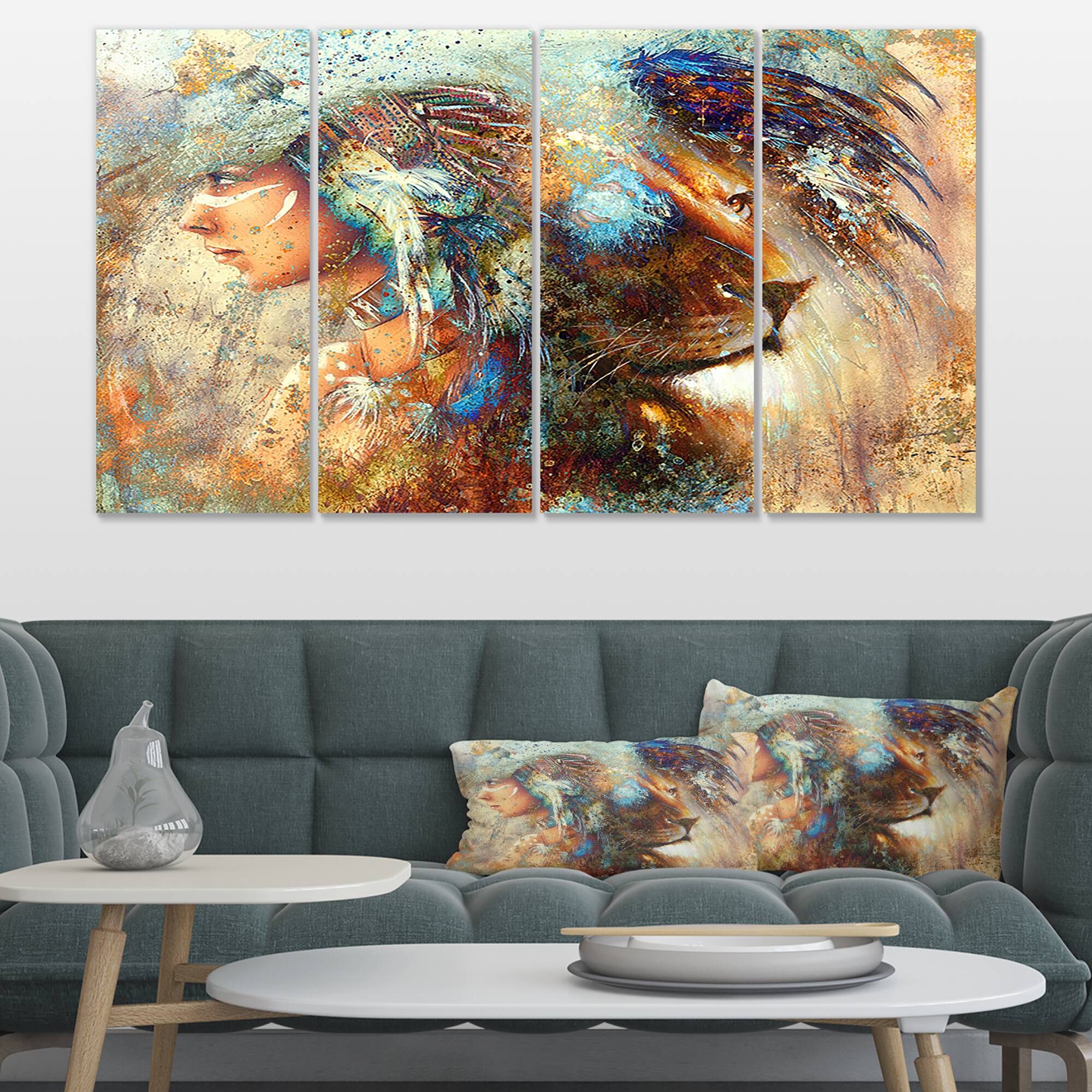 Designart - Indian Woman Collage with Lion