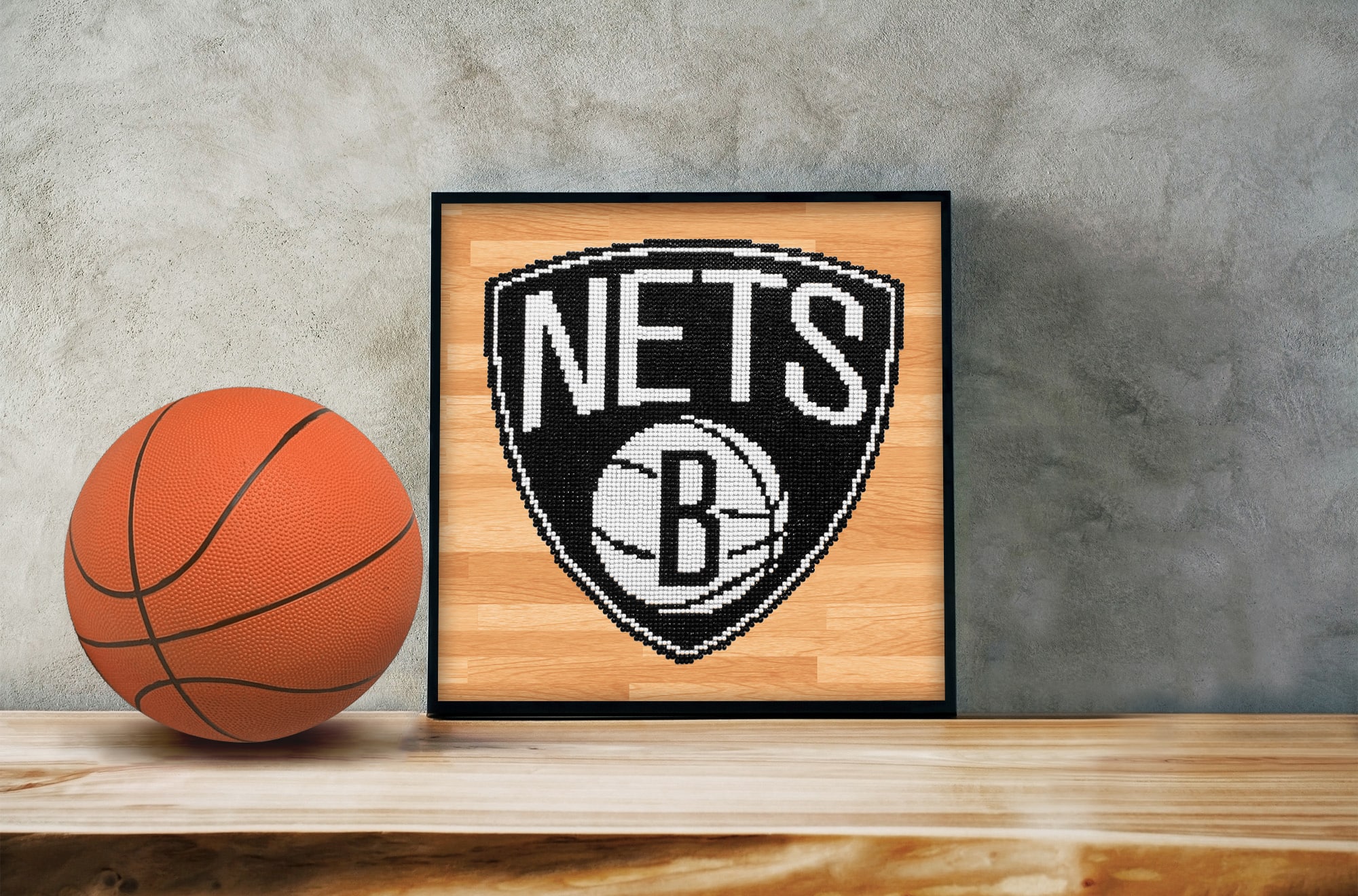 Camelot® Dots Intermediate NBA Brooklyn Nets Diamond Painting Kit