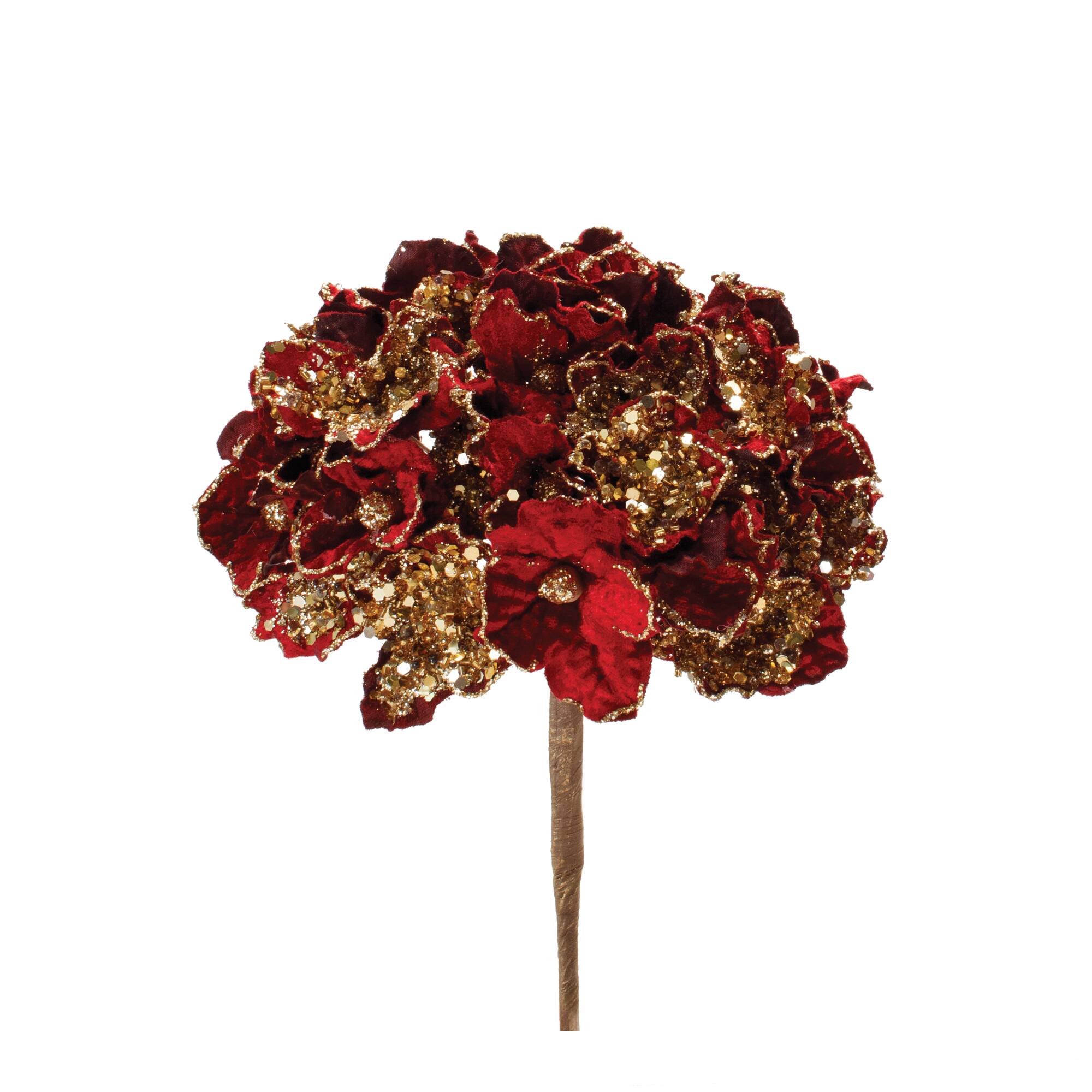 29.5" Beaded Velvet Hydrangea Flower Stems