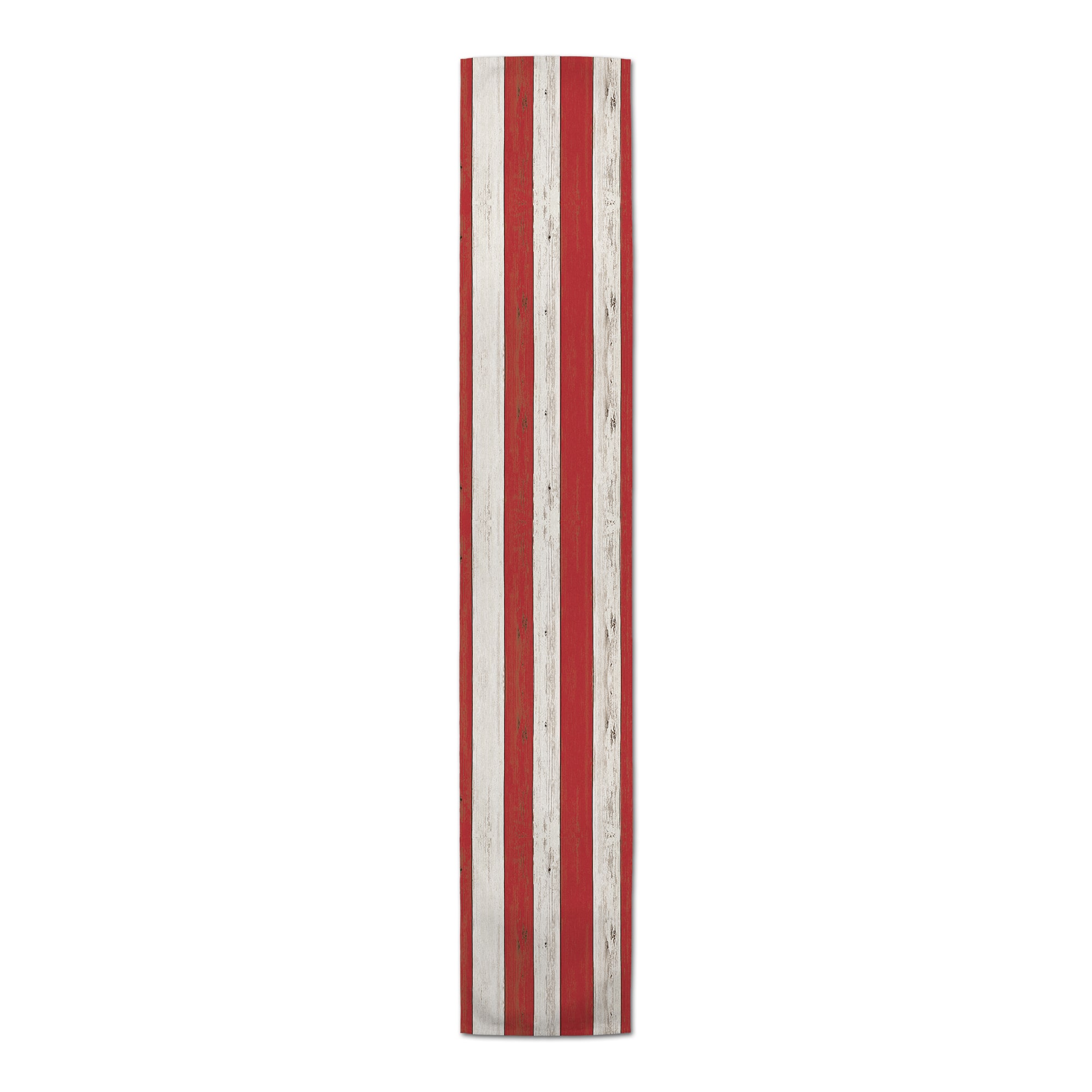 72&#x22; Red &#x26; White Distressed Stripes Table Runner