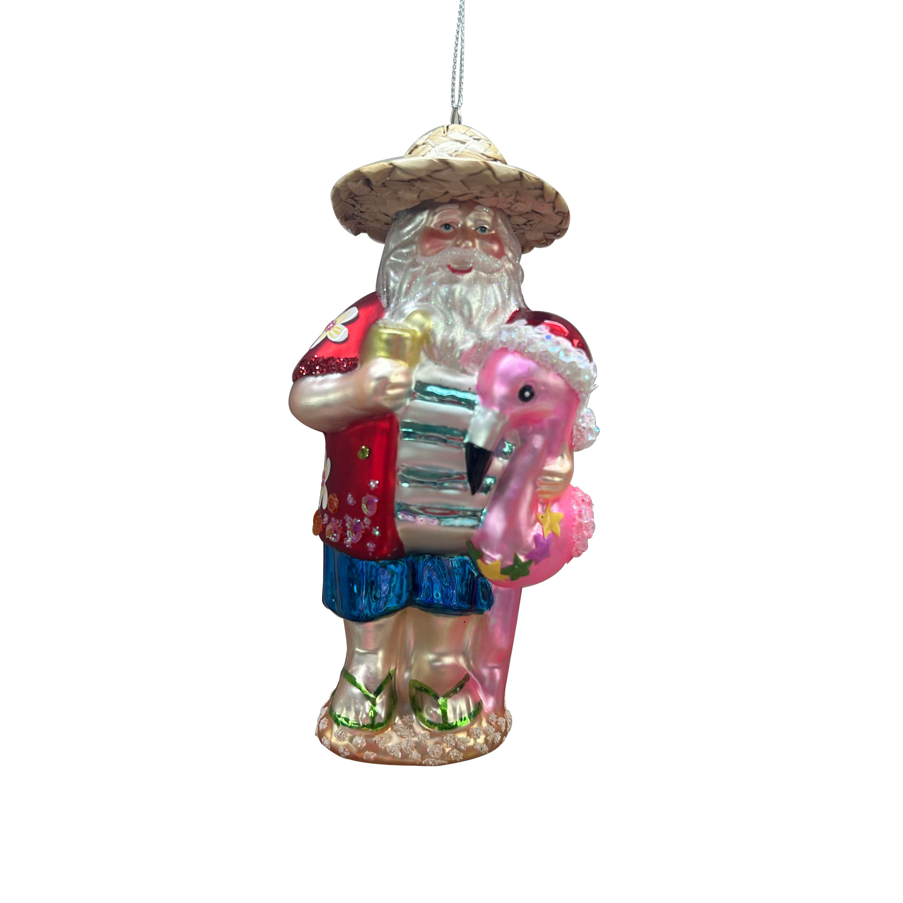5.5&#x22; Summer Santa Glass Ornament by Ashland&#xAE;