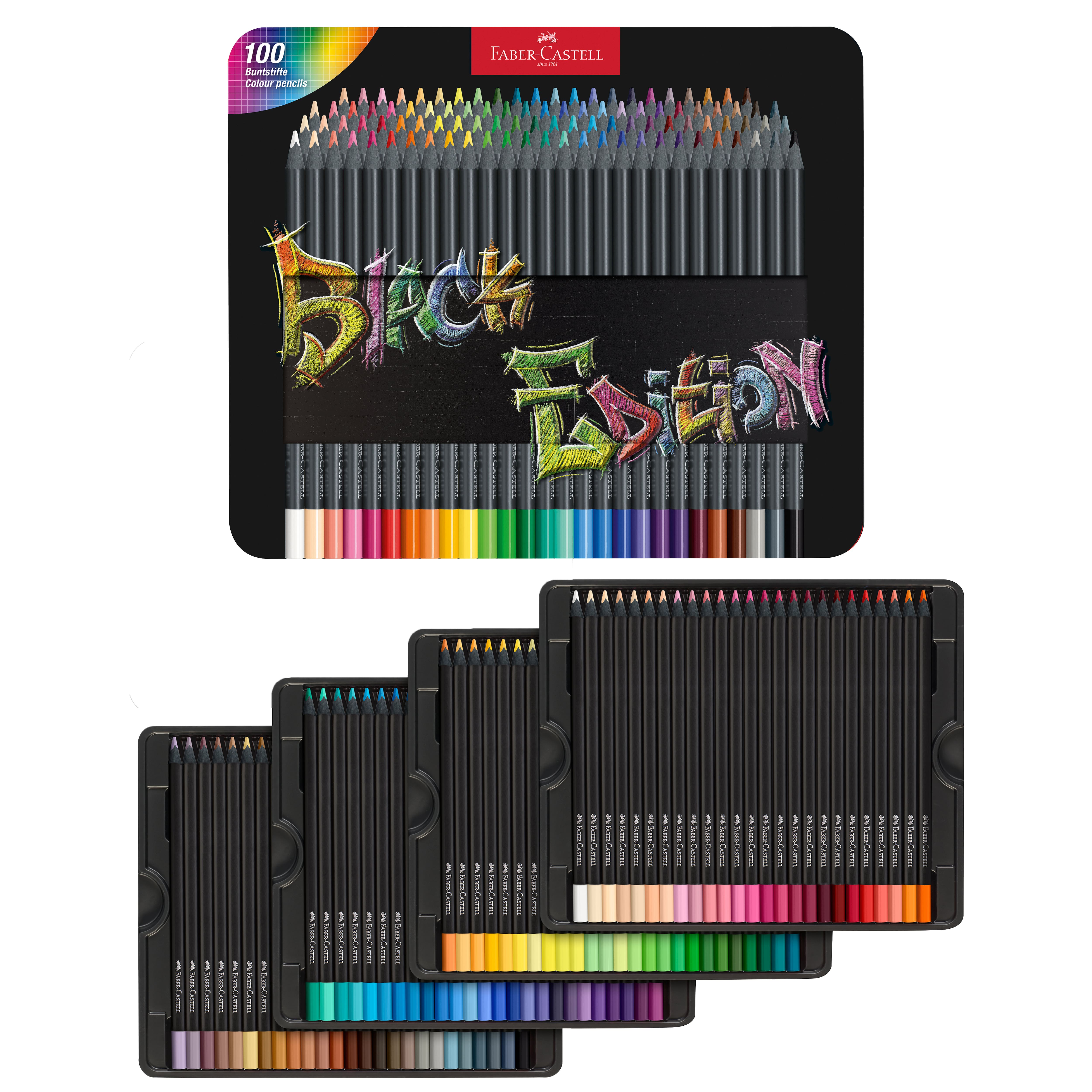 Faber-Castell&#xAE; 100 Color Black Edition Colored Pencil Tin Set
