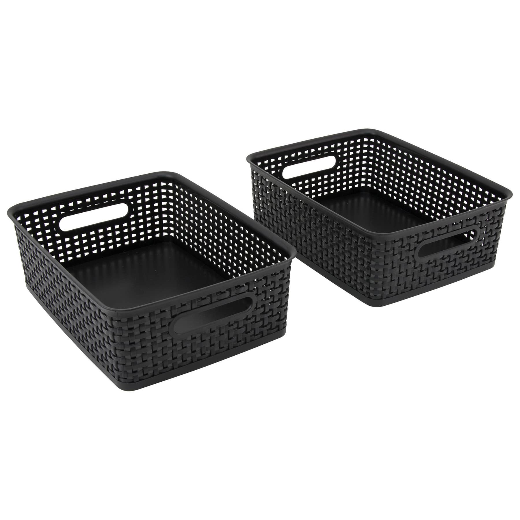 Advantus® Medium Black Plastic Weave Bin, 2ct.