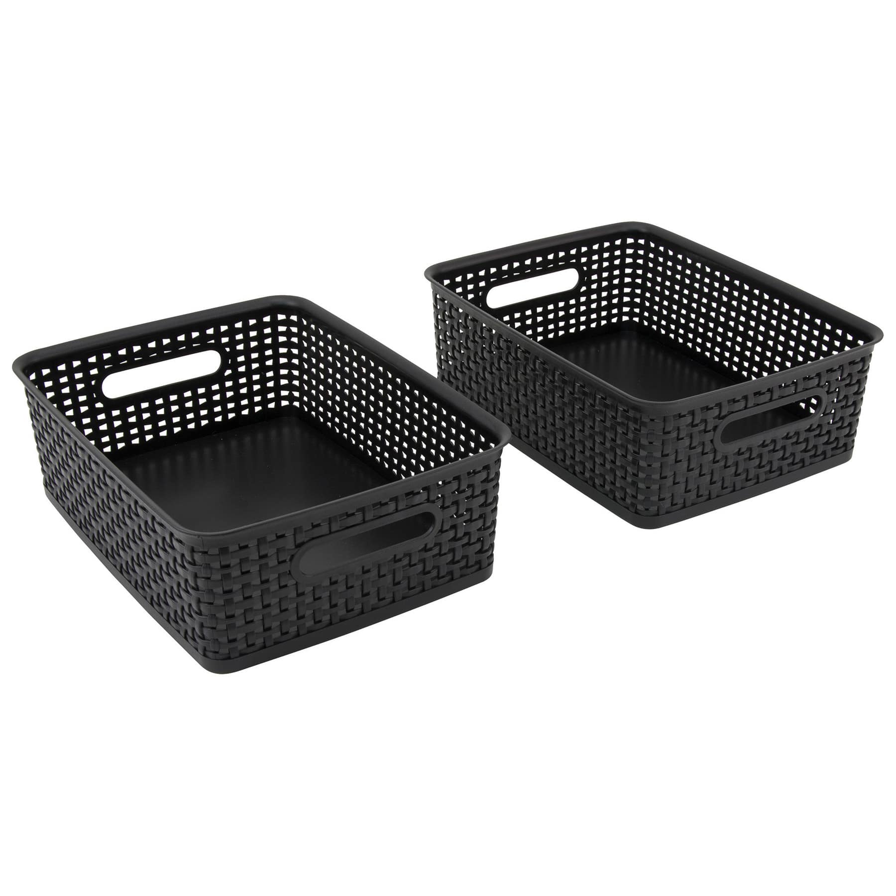 Advantus&#xAE; Medium Black Plastic Weave Bin, 2ct.