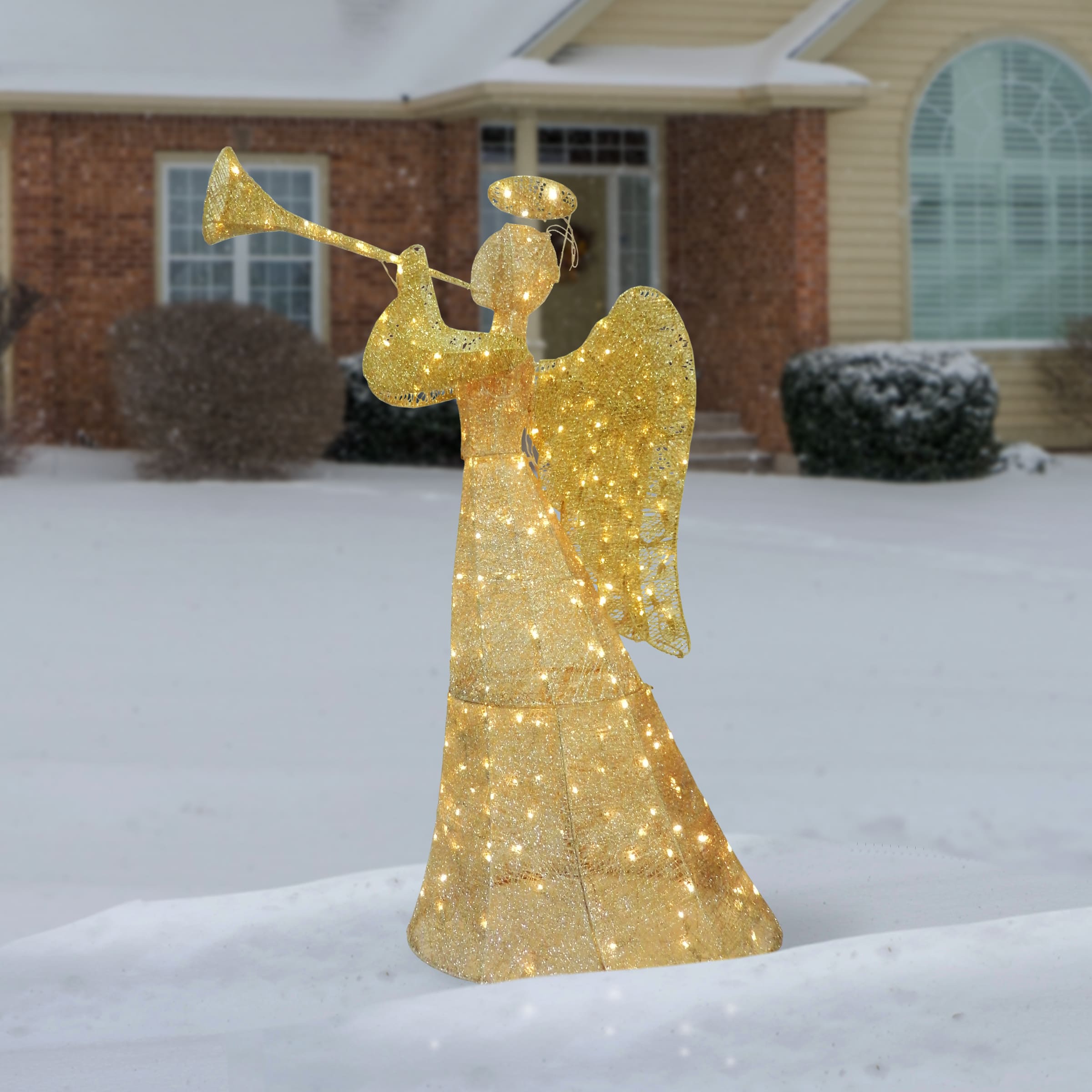 60" Champagne Angel Decoration, White LED Lights