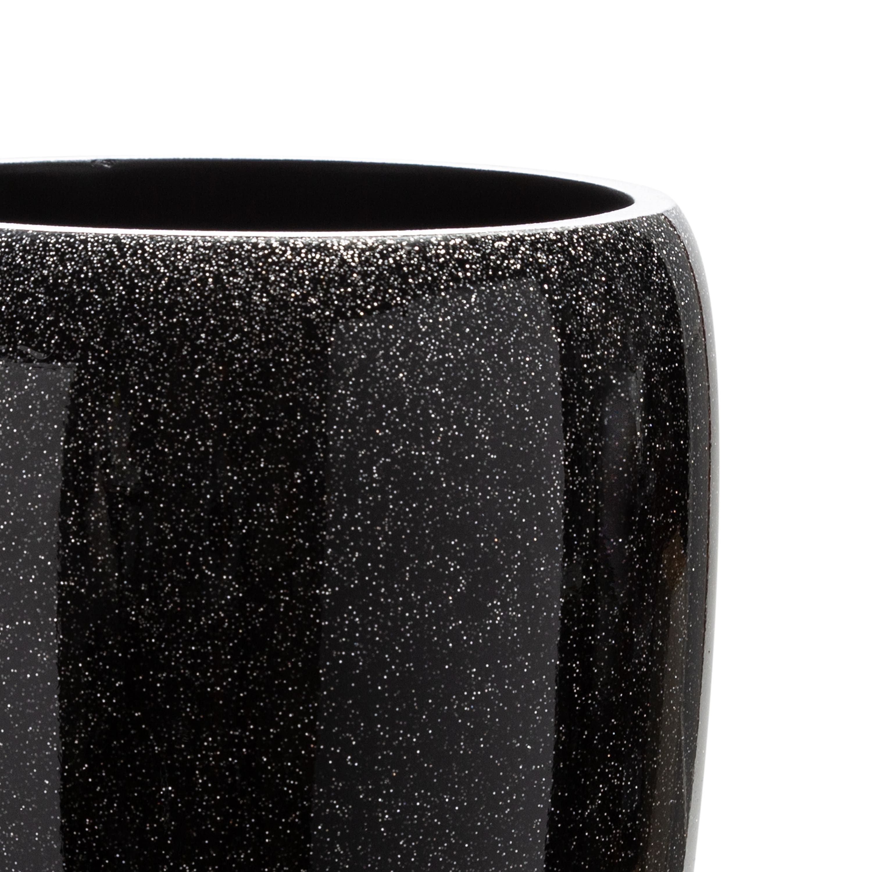 Elle D&#xE9;cor Eclat Black Glitter Waste Bin