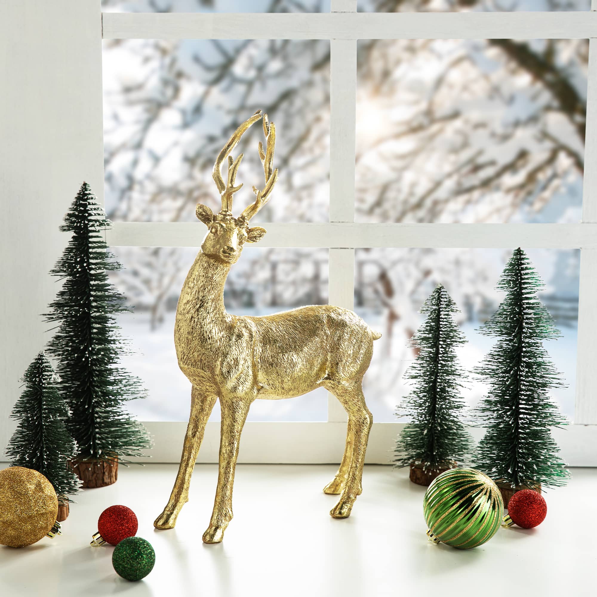 Glitzhome&#xAE; 16.25&#x22; Standing Reindeer Table D&#xE9;cor